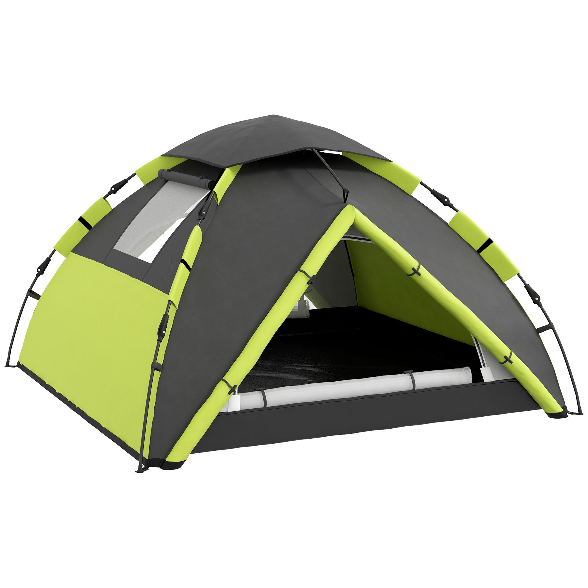 Outsunny Two-Man One Room Camping Tent, with Accessories - Green