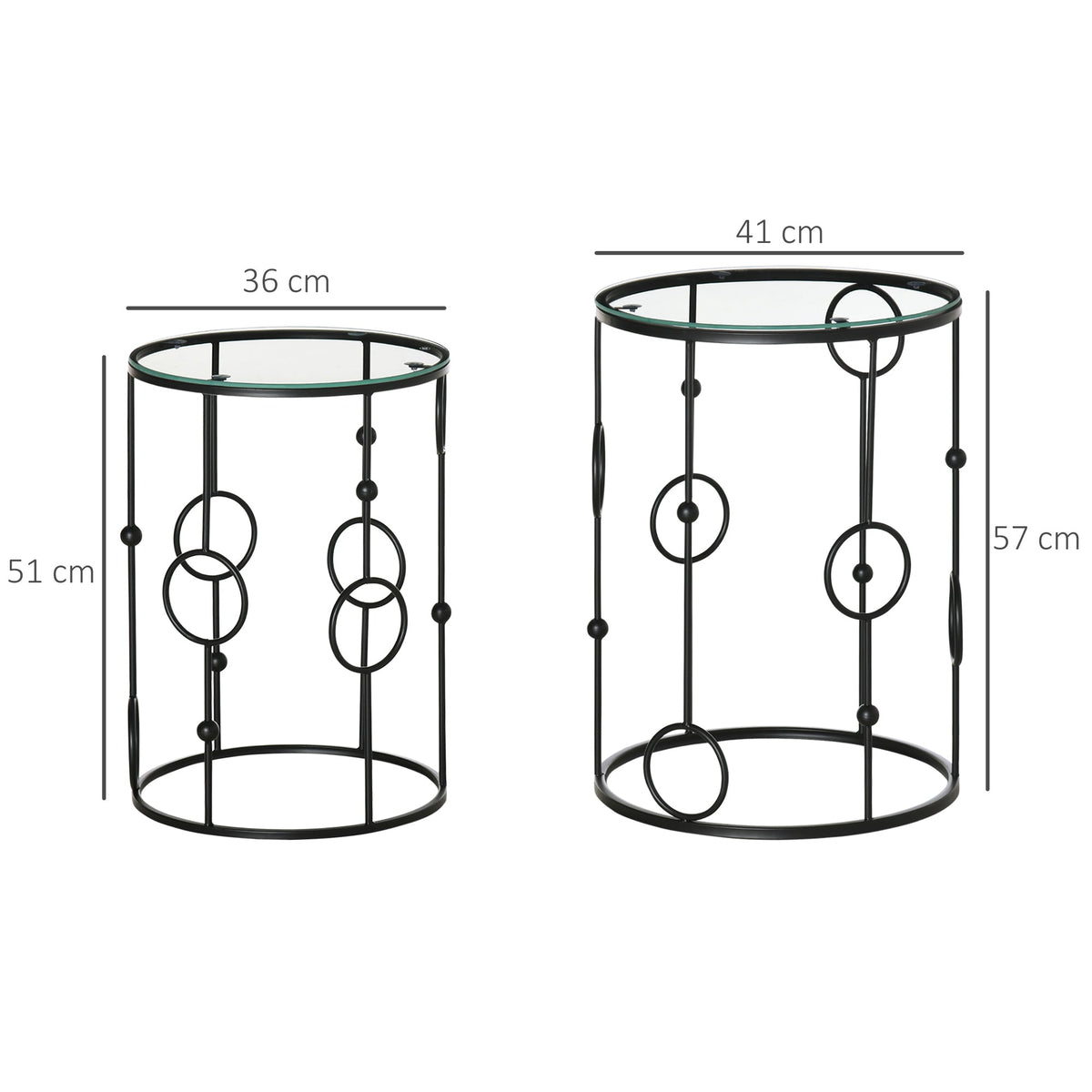 HOMCOM Nesting Round Coffee Table Set of 2 - Black
