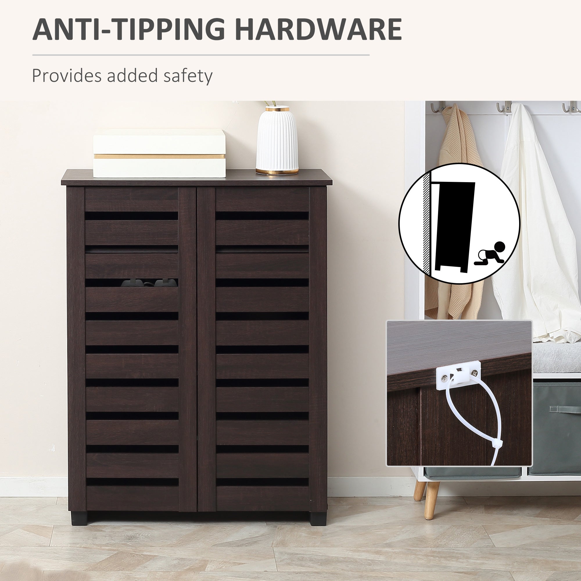 HOMCOM 15 Shoe Storage Cabinet - Wood-Effect