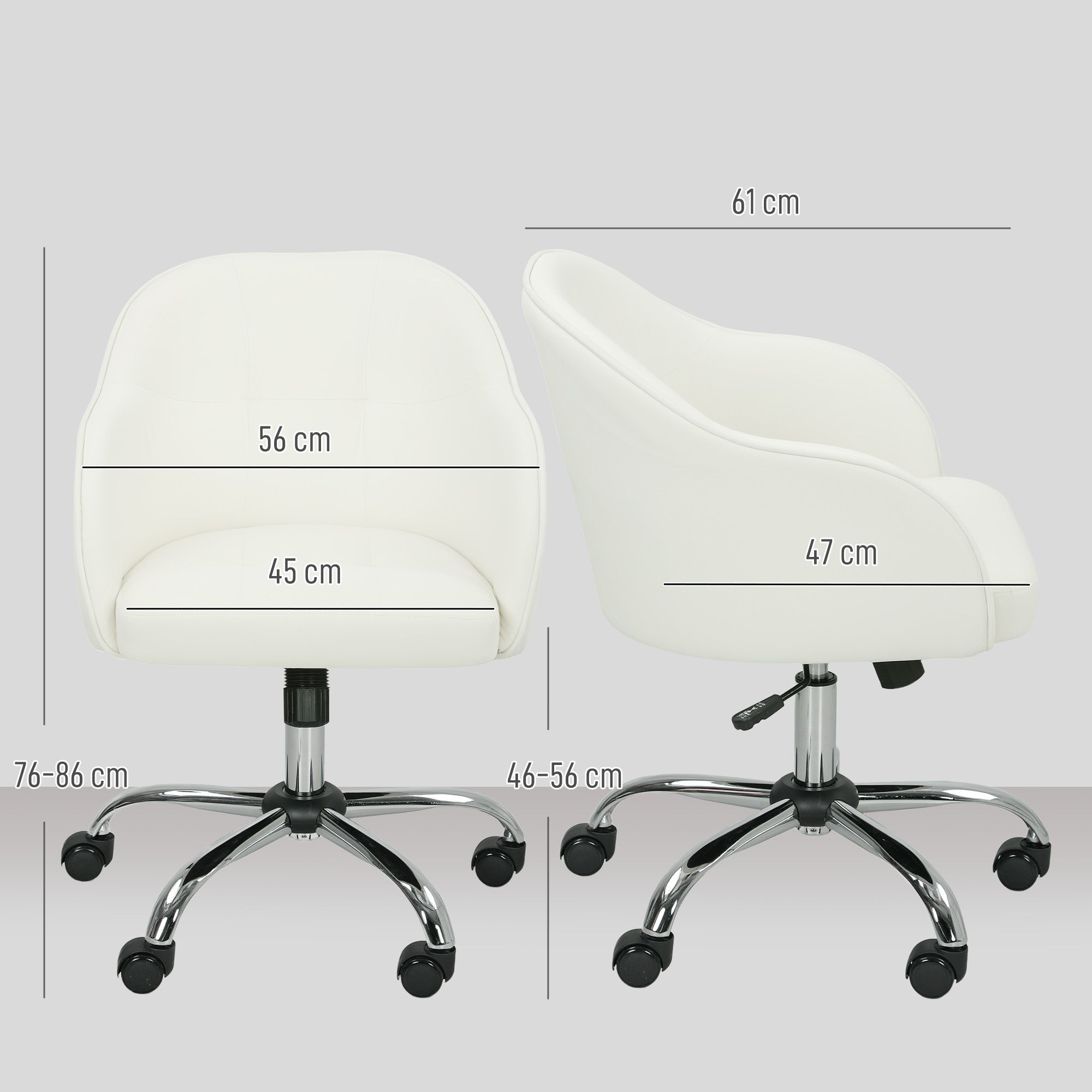 HOMCOM 46-56 cm Velvet-feel Office Chair - Cream