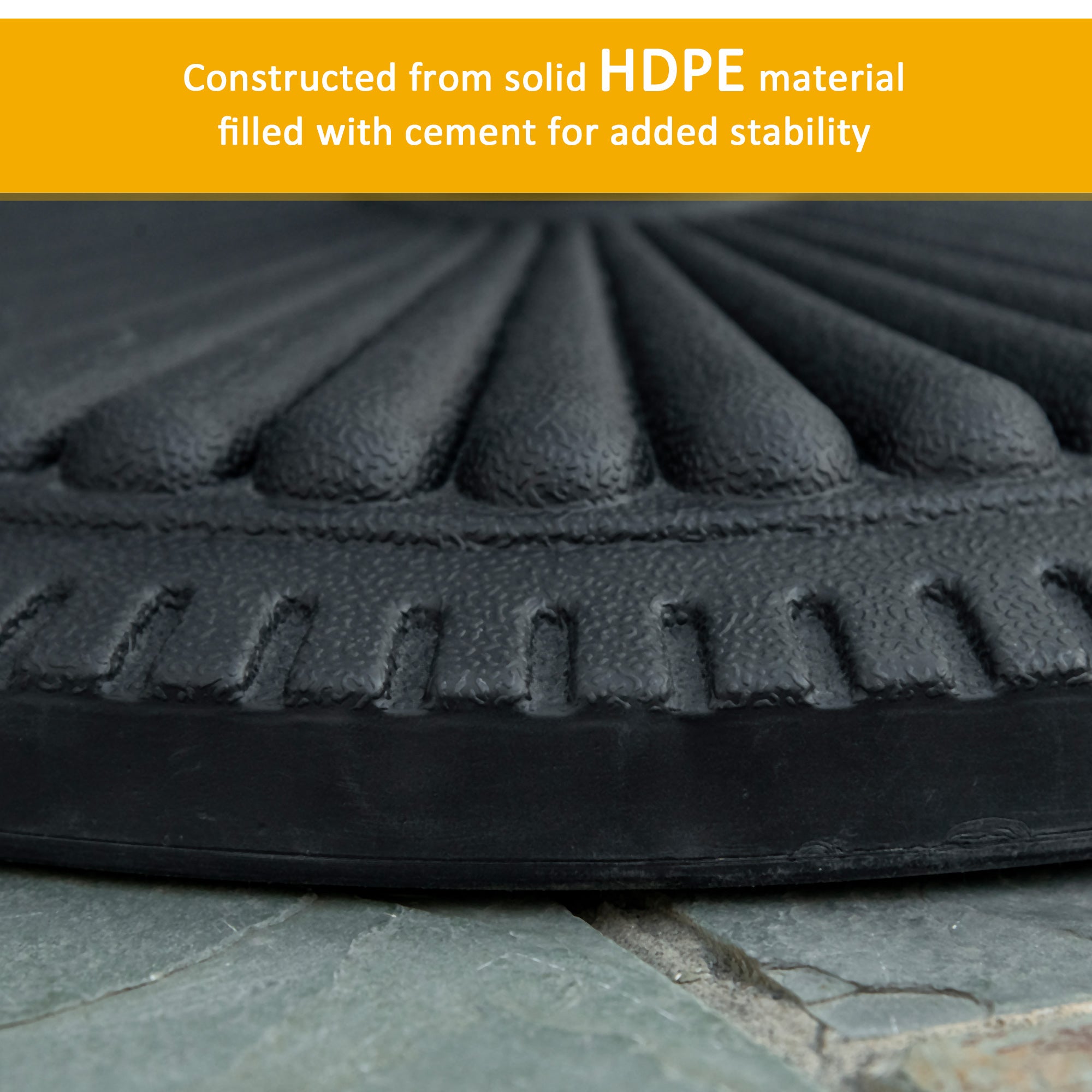 Outsunny 14kg Round Cement Parasol Base Umbrella Weight Stand Holder Fits 35mm,38mm,48mm Pole for Patio Outdoor Garden - Black