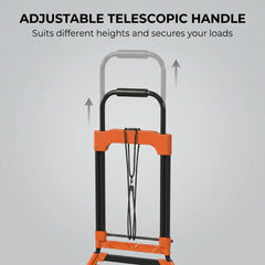 HOMCOM Heavy Duty Foldable Trolley on Wheels, Steel Folding Hand Truck, 75kg, Black and Orange