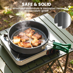 Outsunny Camping Cookware Set for 4-5 People, Lightweight Aluminium Camping Cooking Kit with Anti-Scald Handles, Grey