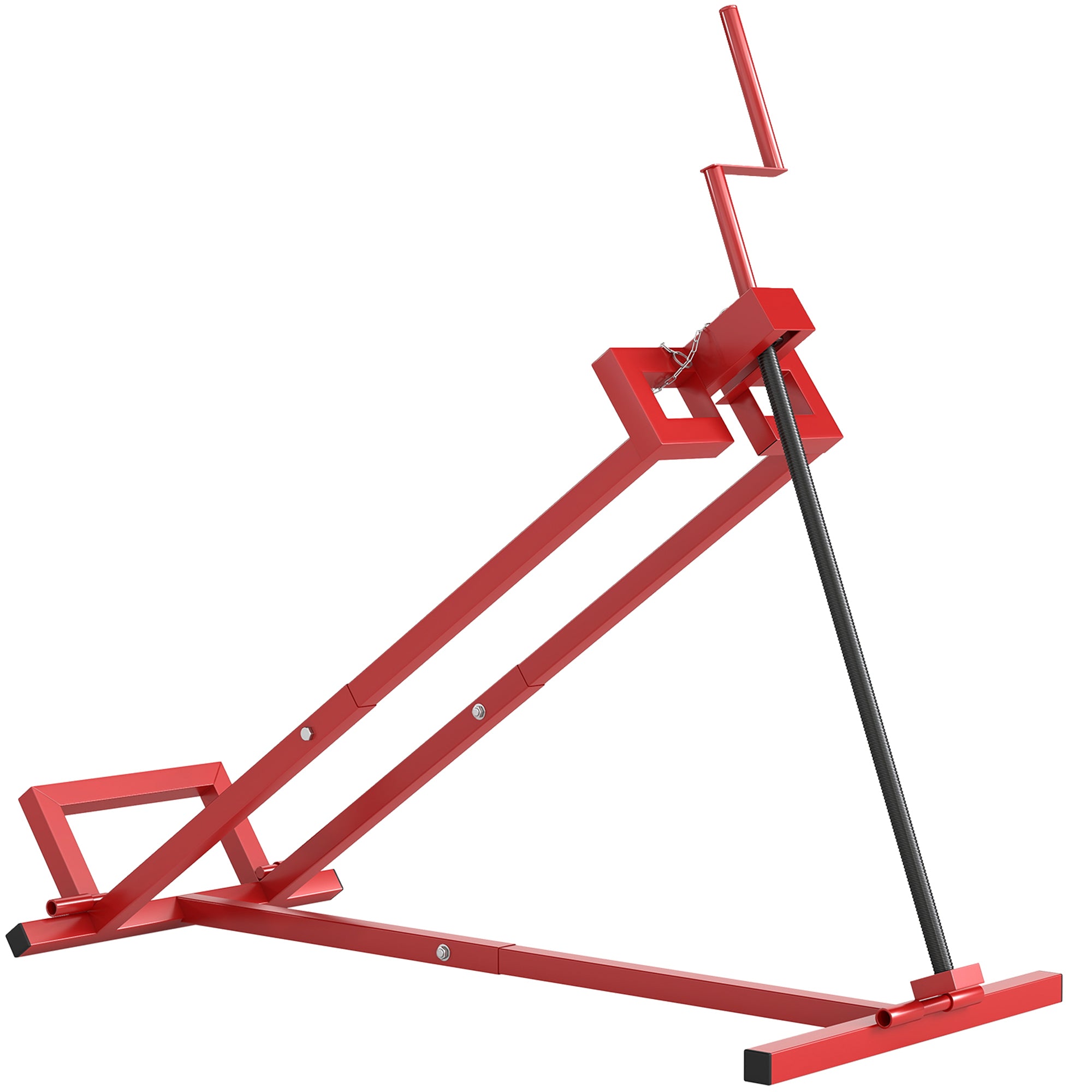 HOMCOM 400 kg Foldable Ride-On Mower Jack Lift, Adjustable Steel Lifting Device, for Lawn Mower, ATV, Red