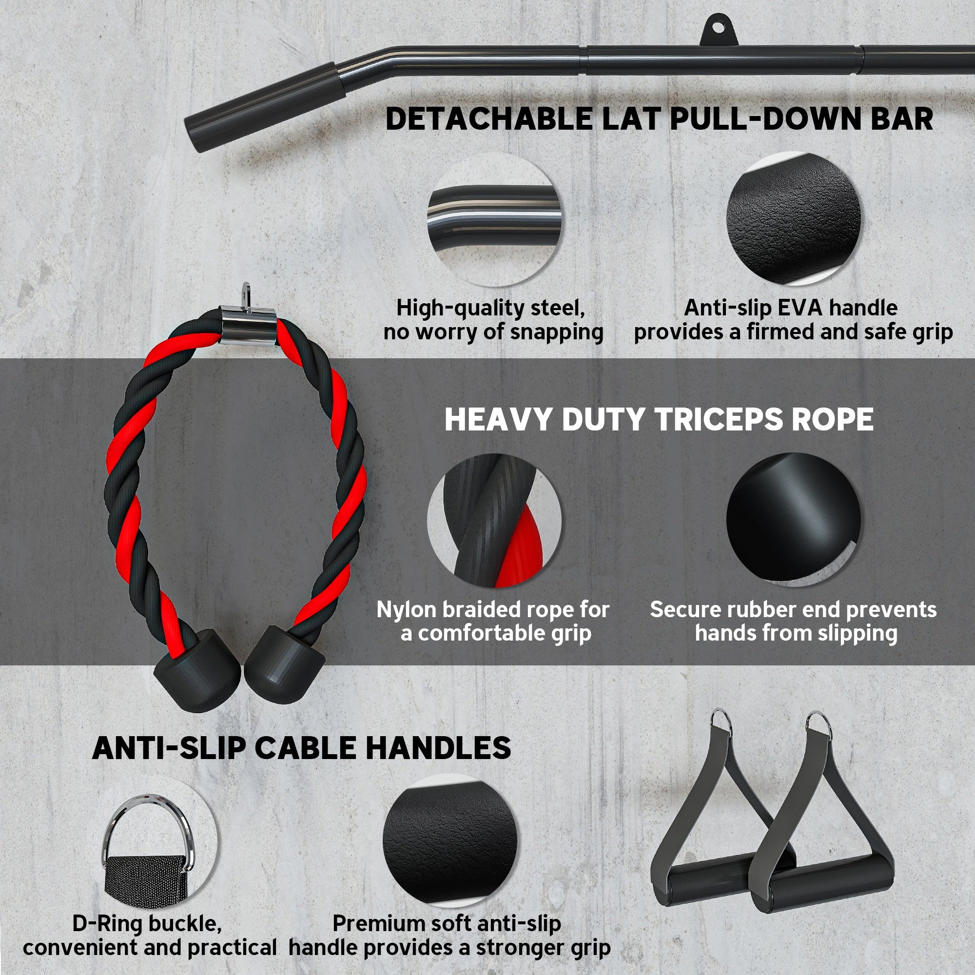 SPORTNOW Weight Pulley System, Cable Pulley System for Home Gym, Cable Machine LAT Pull Down Attachment for Biceps Curl, Tricep, Arm Workouts