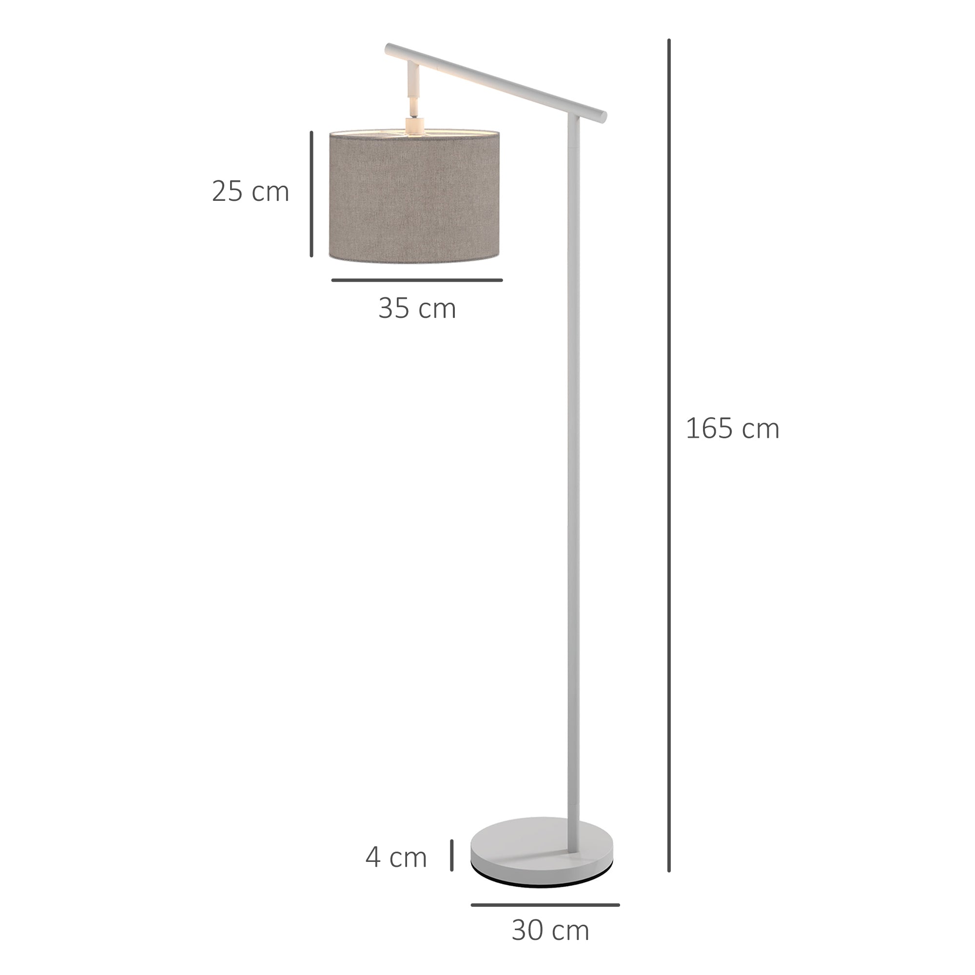 HOMCOM Metal Frame Floor Lamp with 350 Degree Rotating Lampshade, for Living Room and Bedroom, LED Bulb Included, Grey