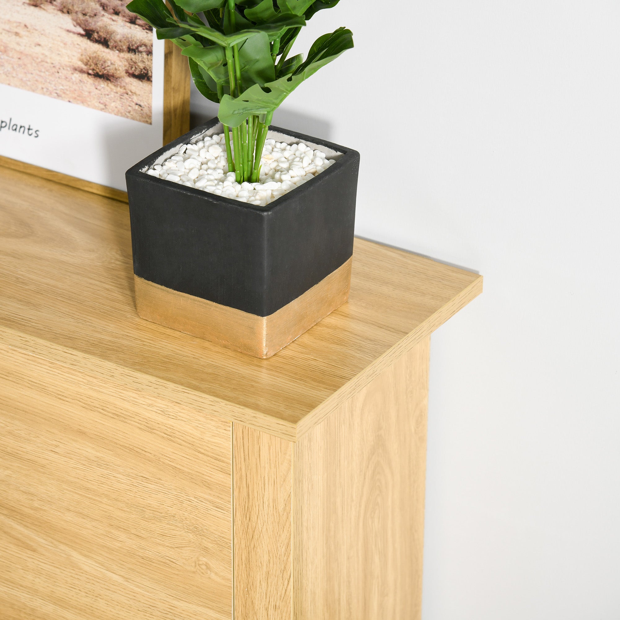 HOMCOM Narrow Shoe Cabinet, Space Saving Shoe Storage Cabinet with 2 Flip Drawers and Adjustable Shelves for 6-12 Pairs of Shoes for Hallways and Living Room, Natural Wood Finish