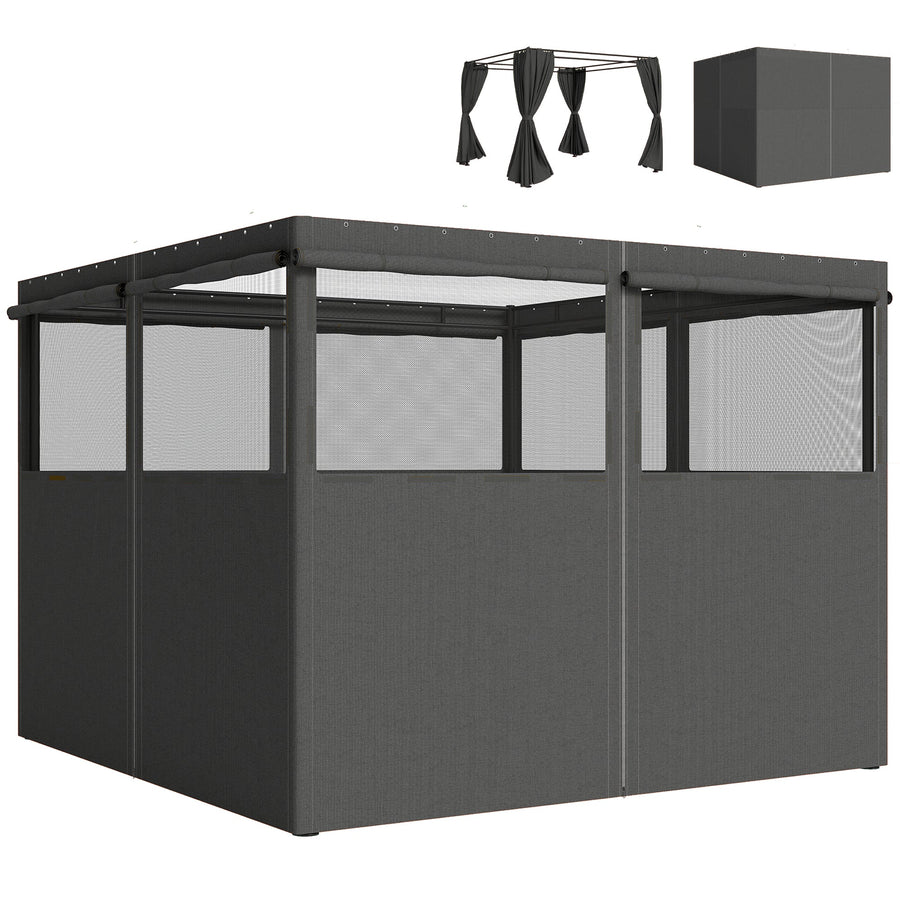 Outsunny 4 Pack Replacement Gazebo Curtains Privacy Panel for Most 3 x 3 m Gazebo, Outdoor Shelter Sidewalls, Dark Grey