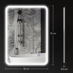 HOMCOM 70 x 50cm LED Bathroom Mirror, with Bluetooth - Silver Tone