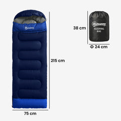 Outsunny Sleeping Bag for Adults, Lightweight & Compact Sleeping Bag, 3 Seasons, Navy Blue