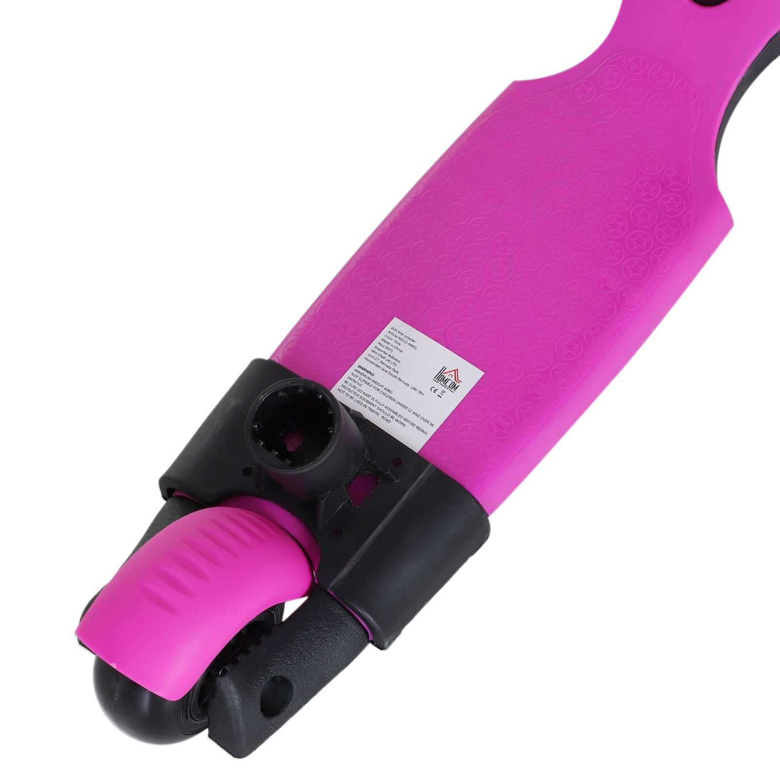 HOMCOM Adjustable Kids Toddler Scooter, with Removable Seat, Back Handle, Pink