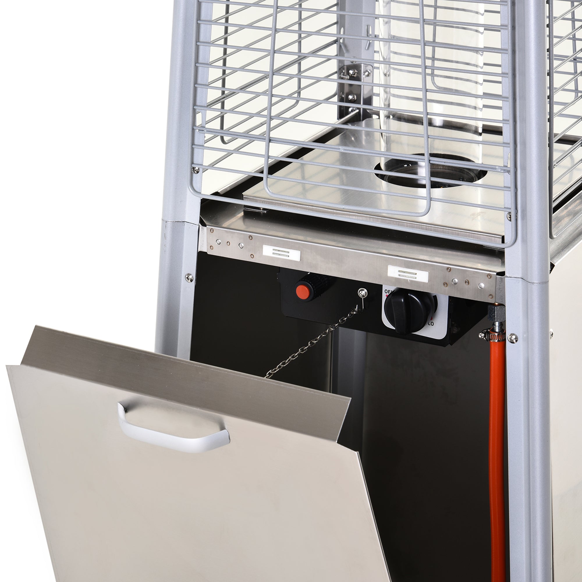 Outsunny Stainless Steel Outdoor Garden Pyramid Patio Heater with Wheels and Rain Cover - Silver