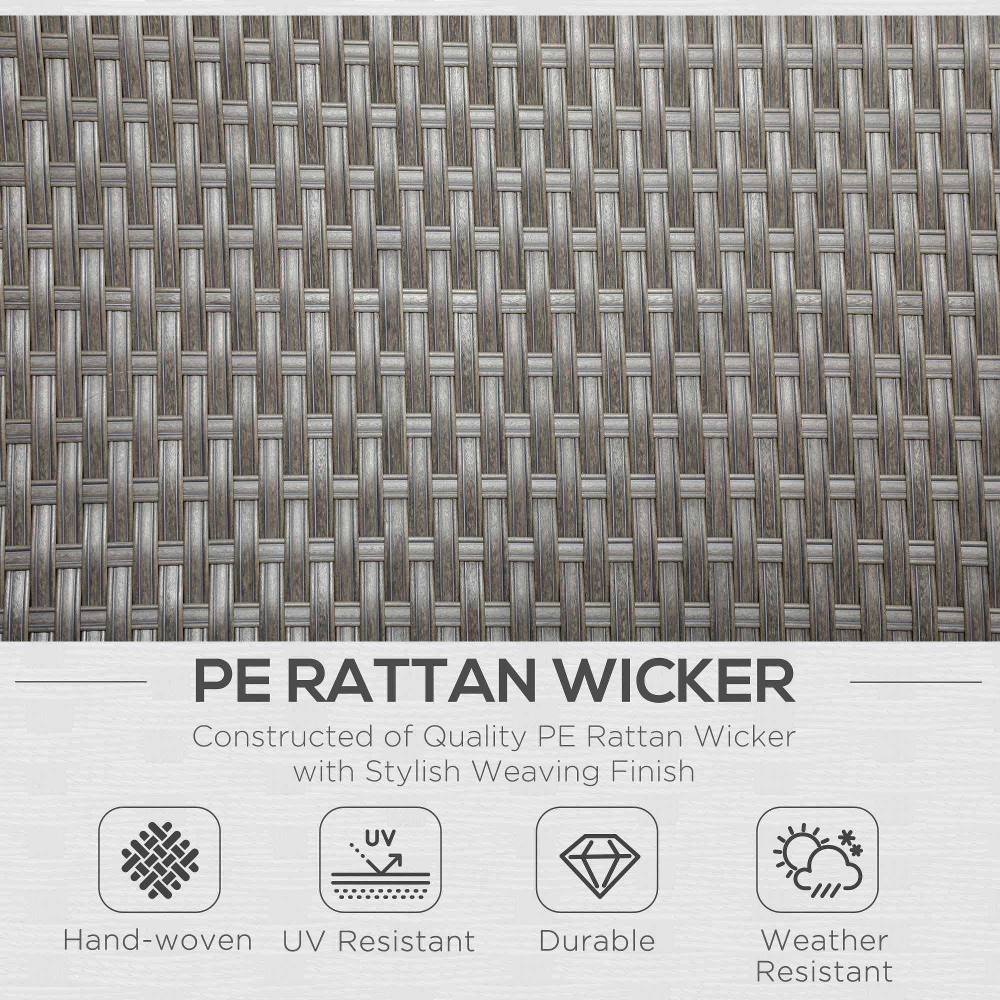 Outsunny 4 Piece Rattan Garden Furniture Set Outdoor Sofa Sectional Set with Glass Top Table for Poolside, Grey