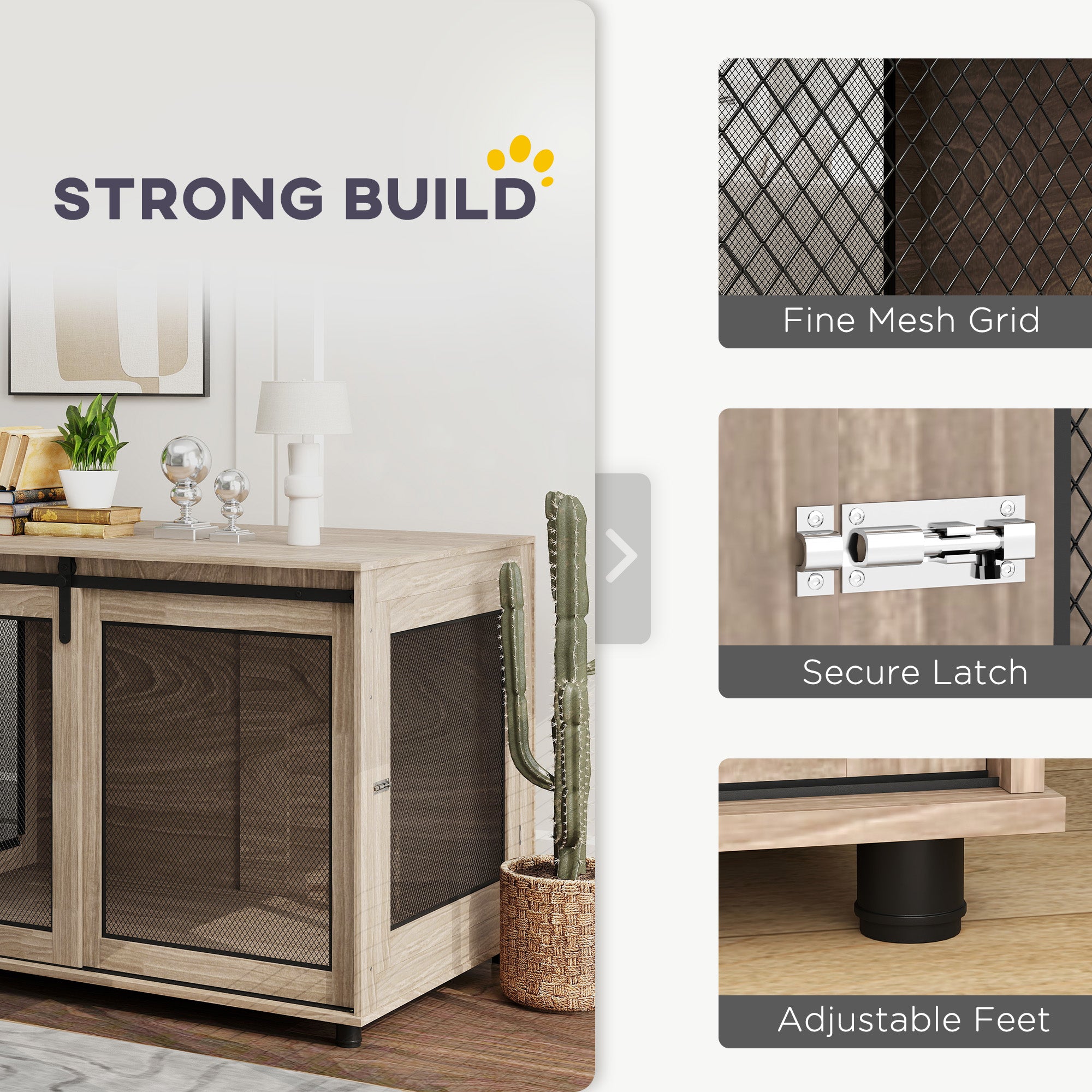 PawHut Dog Crate Furniture with Sliding Door for XL Dogs, Brown