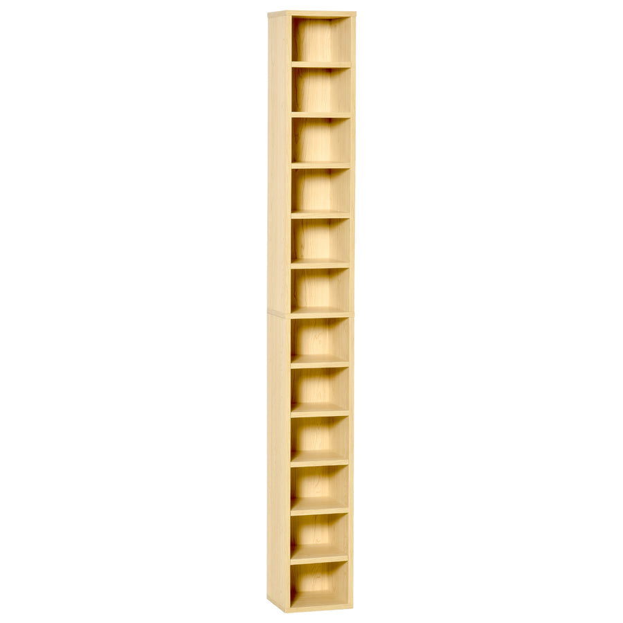HOMCOM 204 CD Tall Narrow Media Storage Tower - Oak Tone