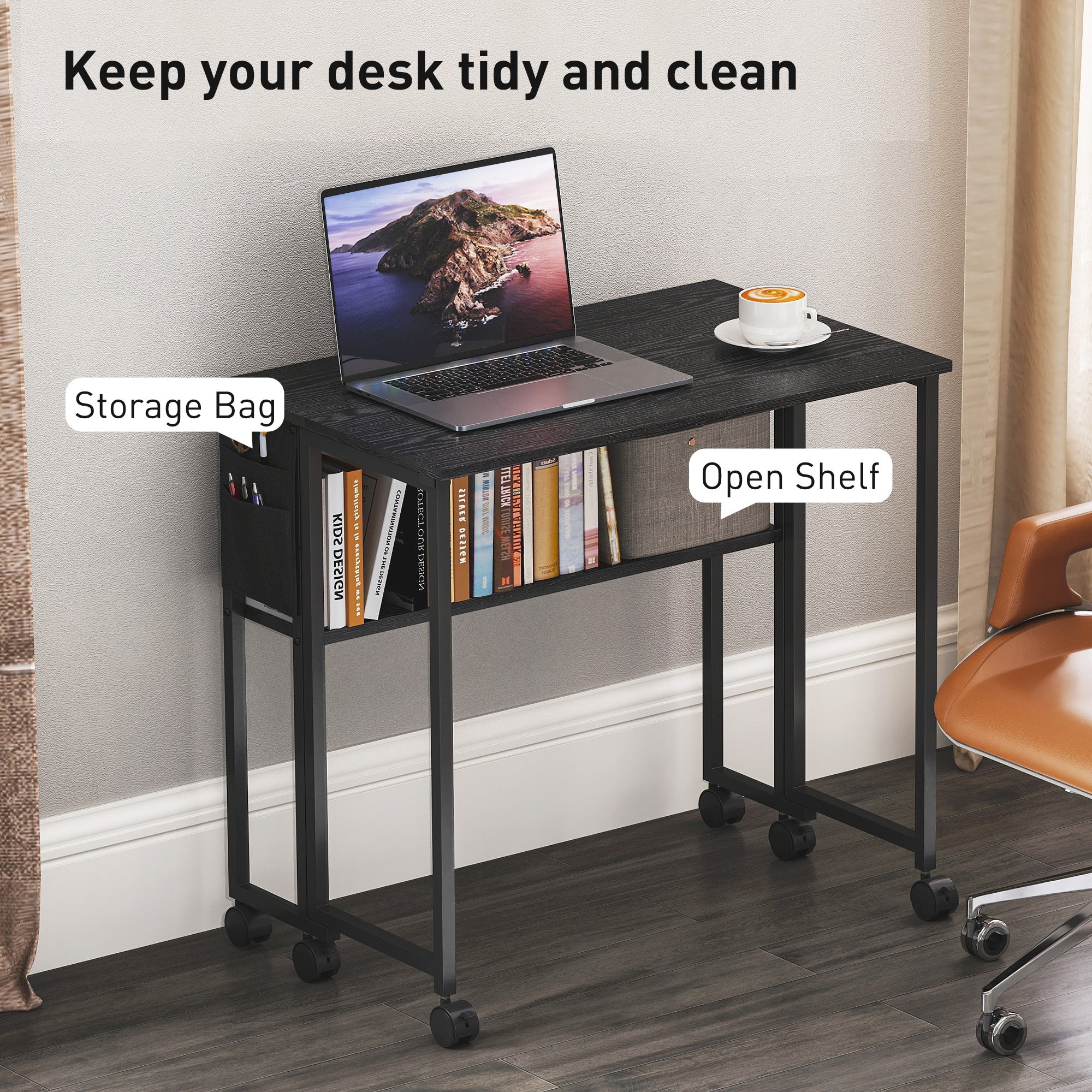 HOMCOM 80 cm Drop Leaf Writing Work Desk - Black
