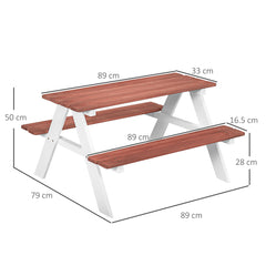 Outsunny Kids Picnic Table, Wooden Table and Bench Set, Kids Garden Furniture for Patio Aged 3-8 Years Old, Brown