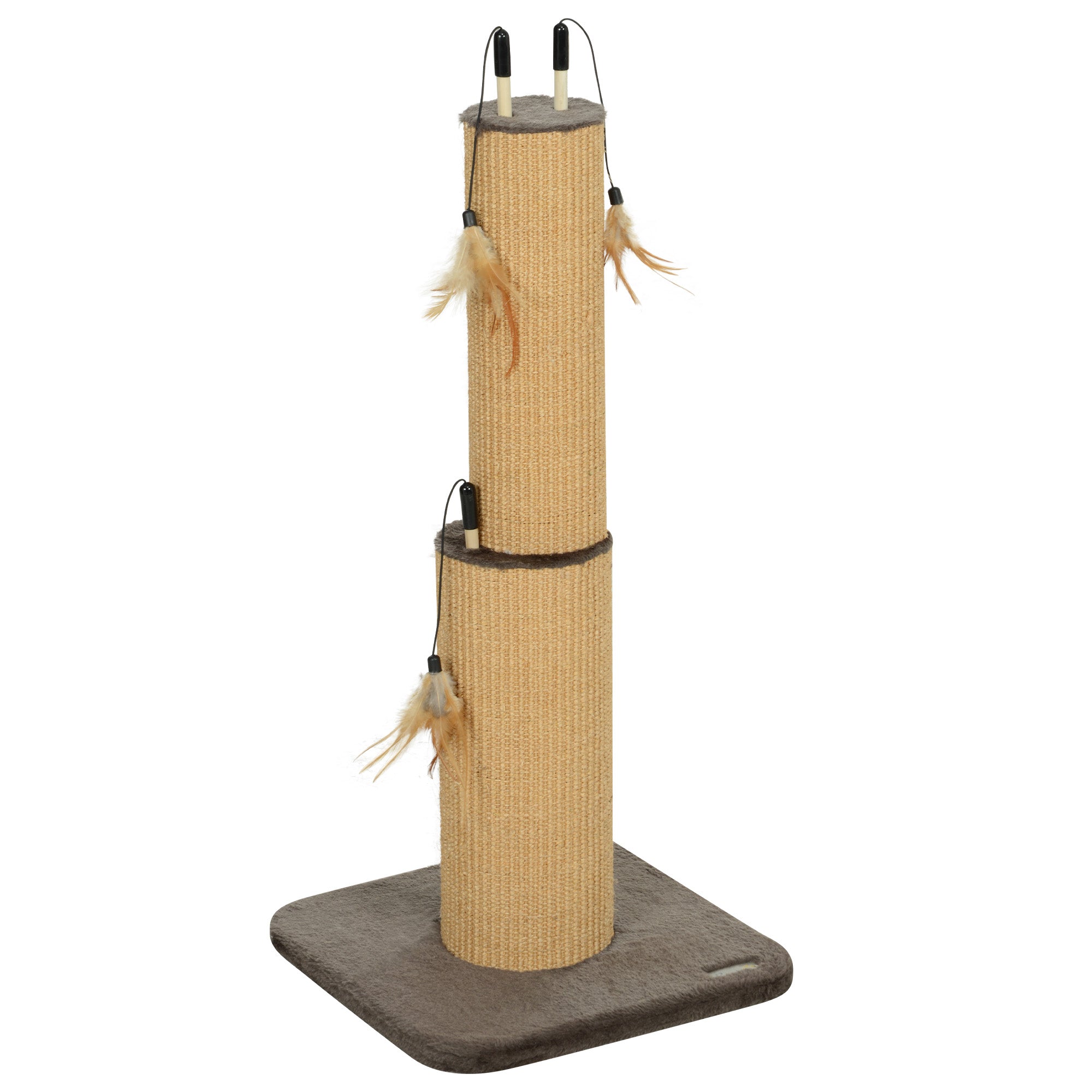 PawHut 78cm 2-in-1 Cat Scratching Post with 3 Toy Feathers, Brown