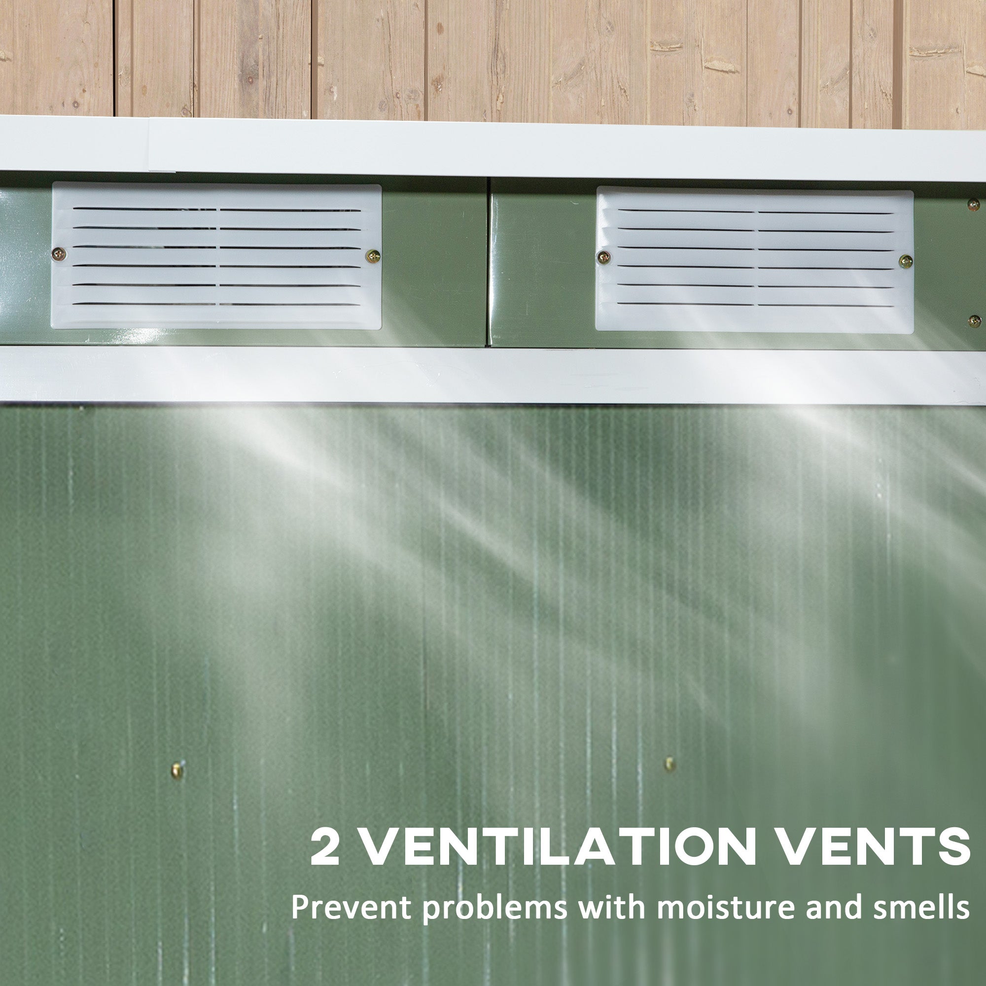 Outsunny 7 x 4ft Galvanised Steel Garden Shed, with Foundation Kit - Green