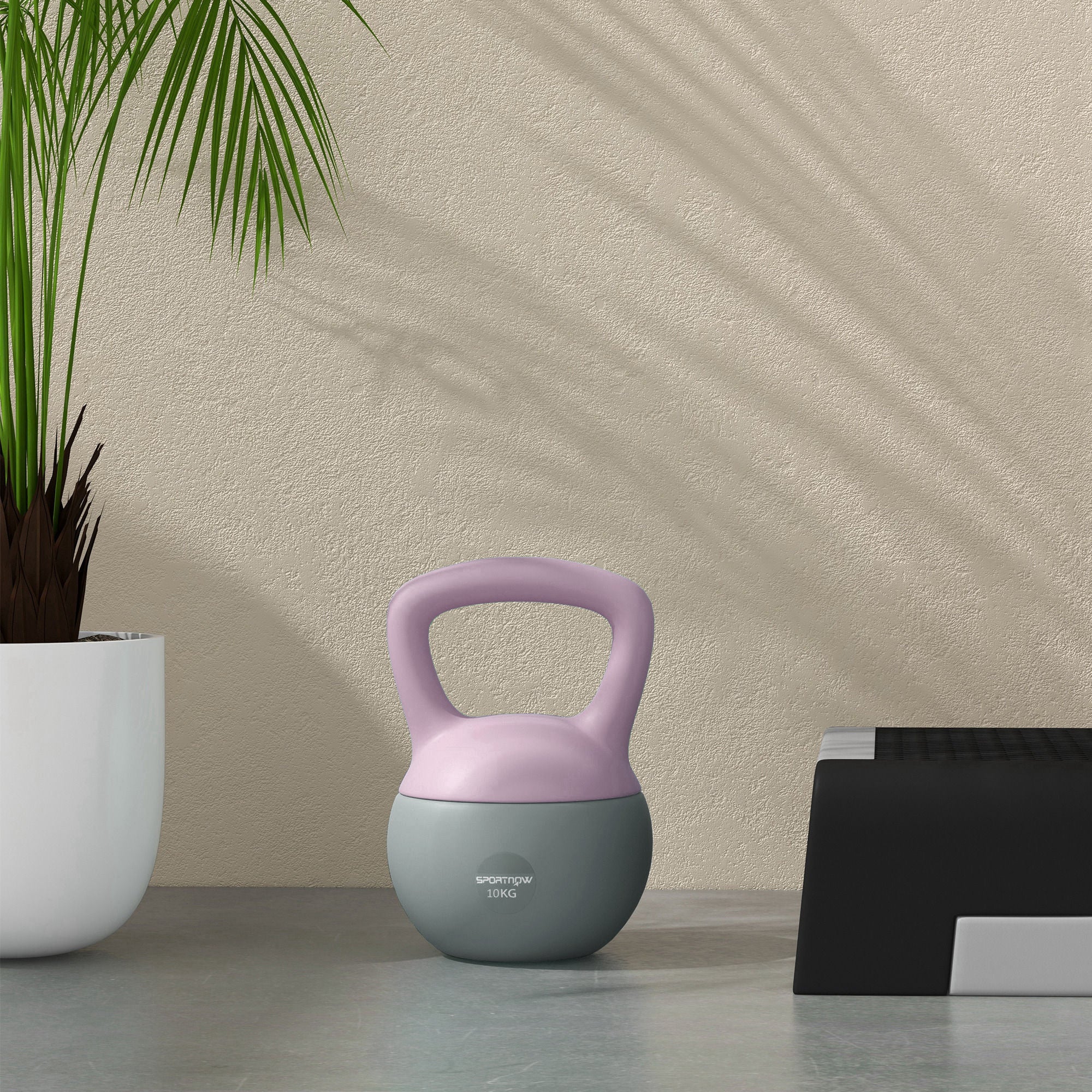 SPORTNOW 10KG Soft Kettlebell, Kettlebell with Non-Slip Handle for Home Gym, Weight Lifting, Strength Training, Purple/Grey