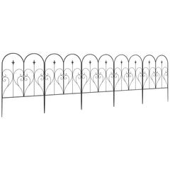 Outsunny Set of Five Decorative Heart Metal Fence Panels - Black