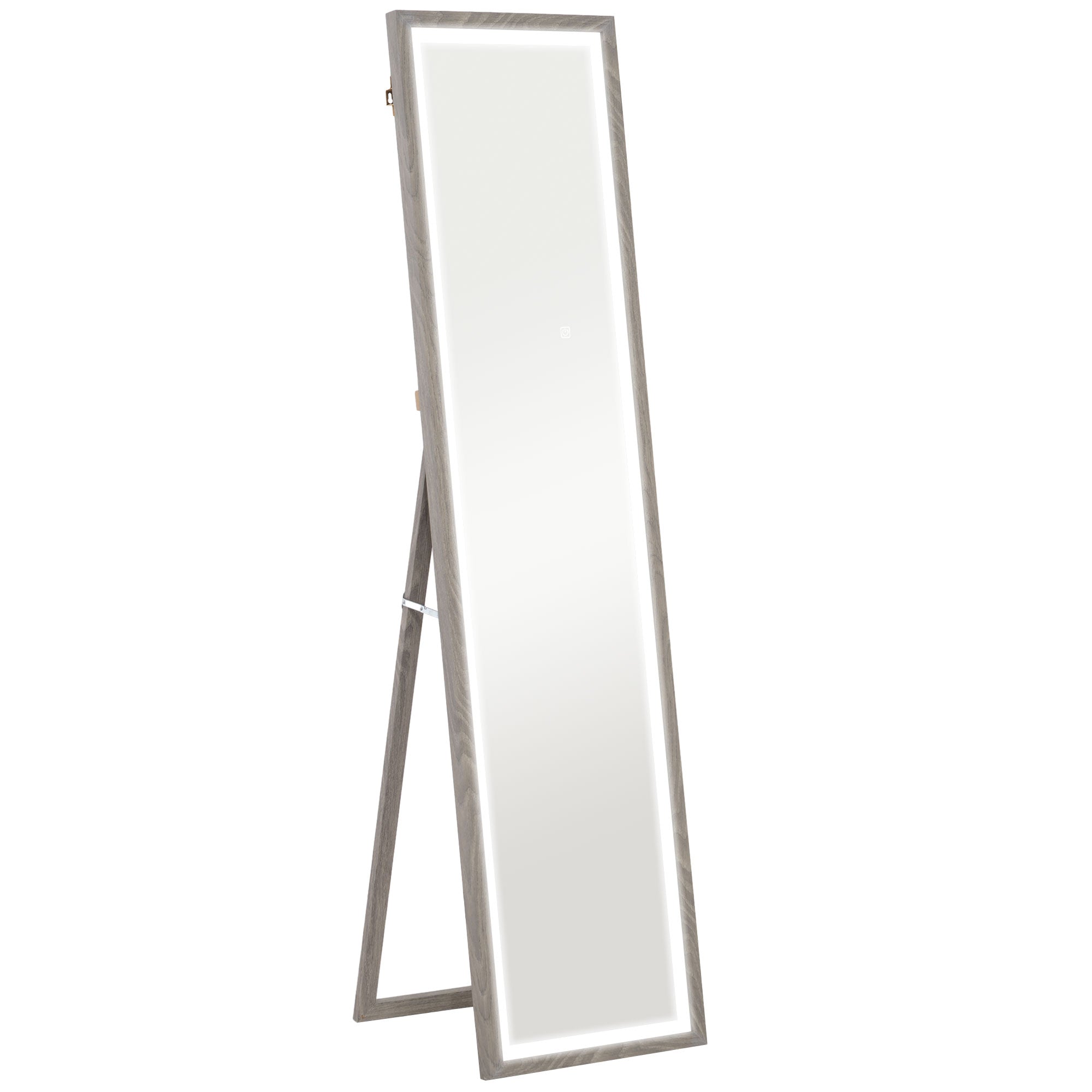 HOMCOM Full Length Mirror, with Adjustable Outer Light, Grey