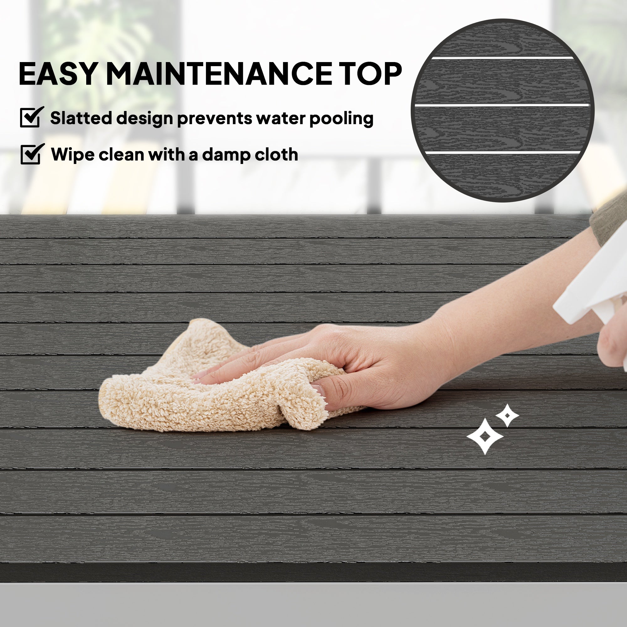 Outsunny Garden Table for 4-6, 120 x 70 cm Outdoor Dining Table with Rust-Resistant Aluminium Frame, Easy Maintenance Slatted Top, for Patio, Terrace, Balcony, Black