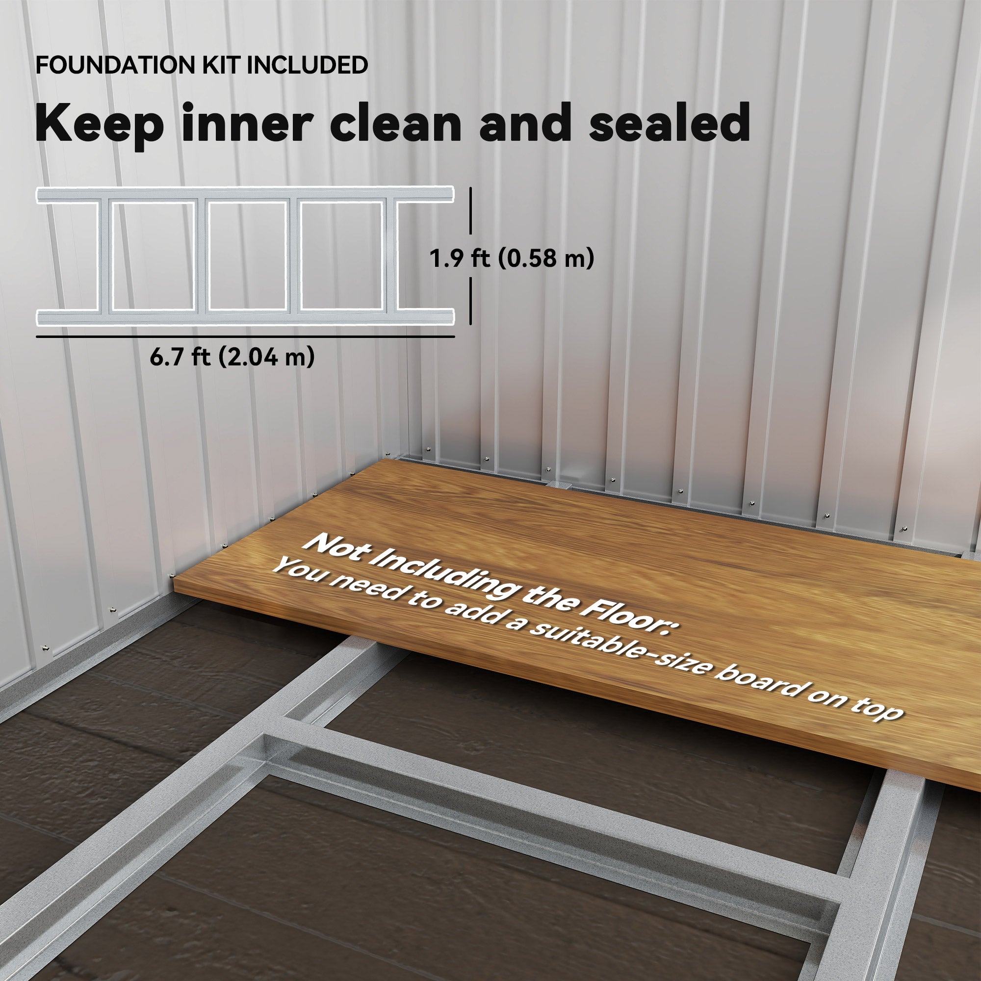 Outsunny 7 x 4ft Galvanised Steel Garden Shed, with Lock and Gloves - Grey