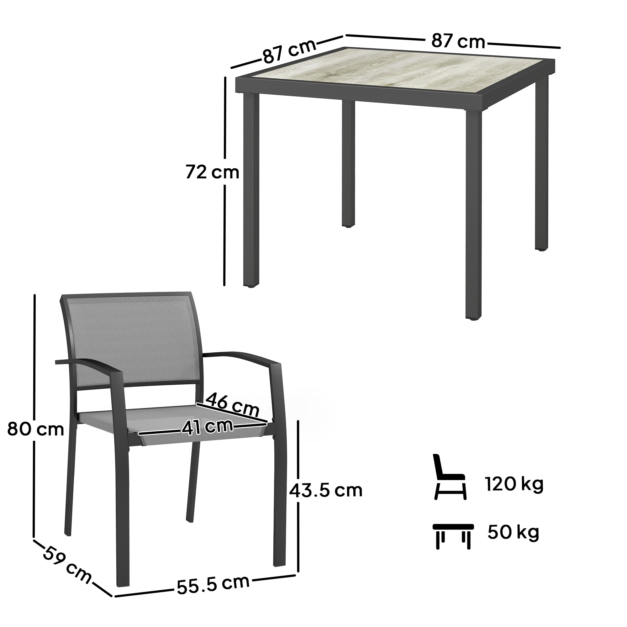 Outsunny Five-Piece Outdoor Garden Dining Set - Grey