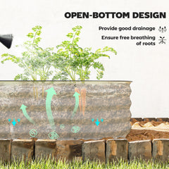 Outsunny Galvanised Raised Garden Bed, Metal Planter Box with Safety Edging, for Flowers, Herbs, Succulents, Cream White