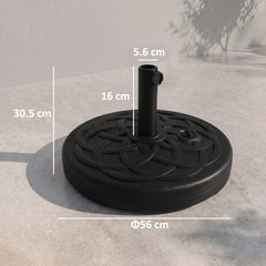 Outsunny Garden Parasol Base Holder, Outdoor Market Umbrella Stand Weight with Built-In Handle, 25kg Water or 35kg Sand Filled, Black