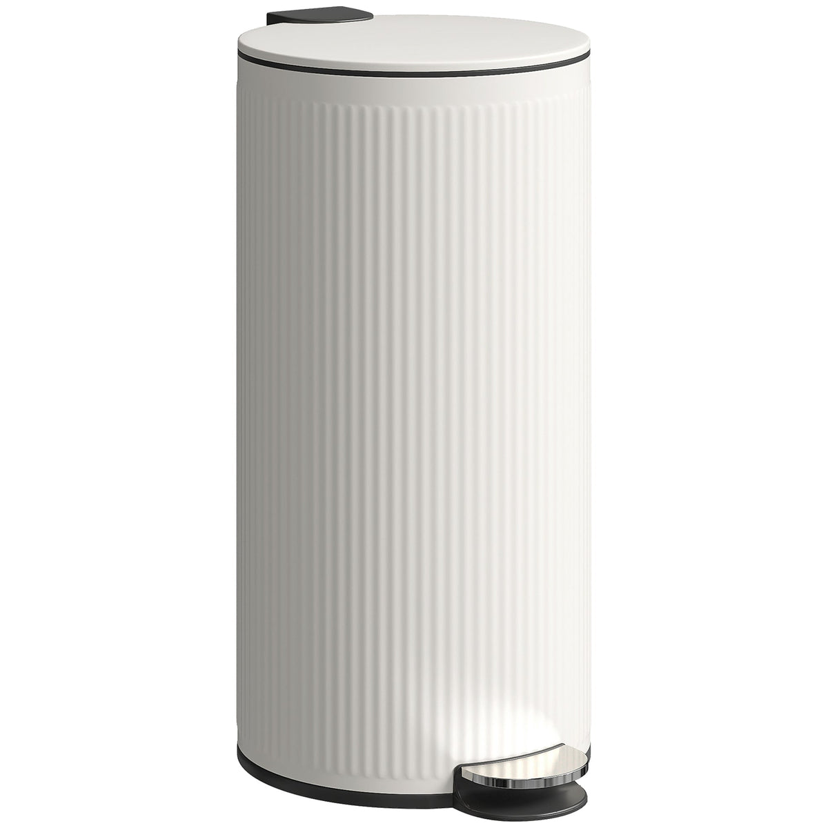 HOMCOM Kitchen Bin, 30 Litre Pedal Rubbish Bin with Removable Bucket, Cream