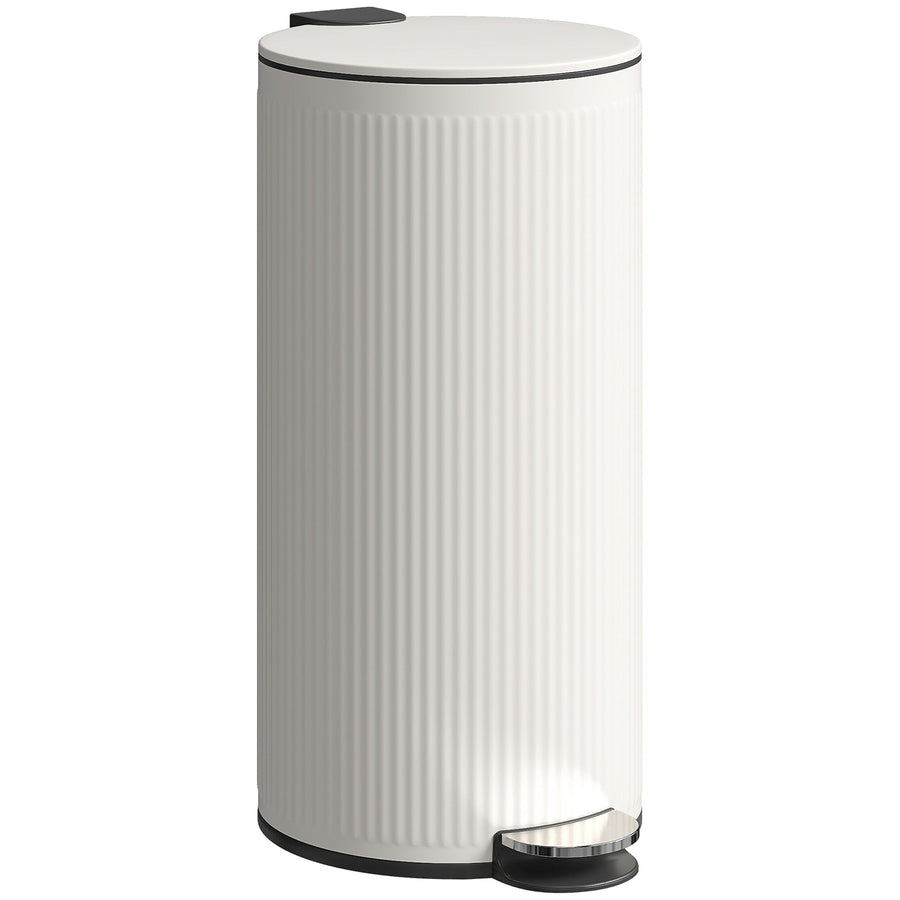 HOMCOM Kitchen Bin, 30 Litre Pedal Rubbish Bin with Removable Bucket, Cream