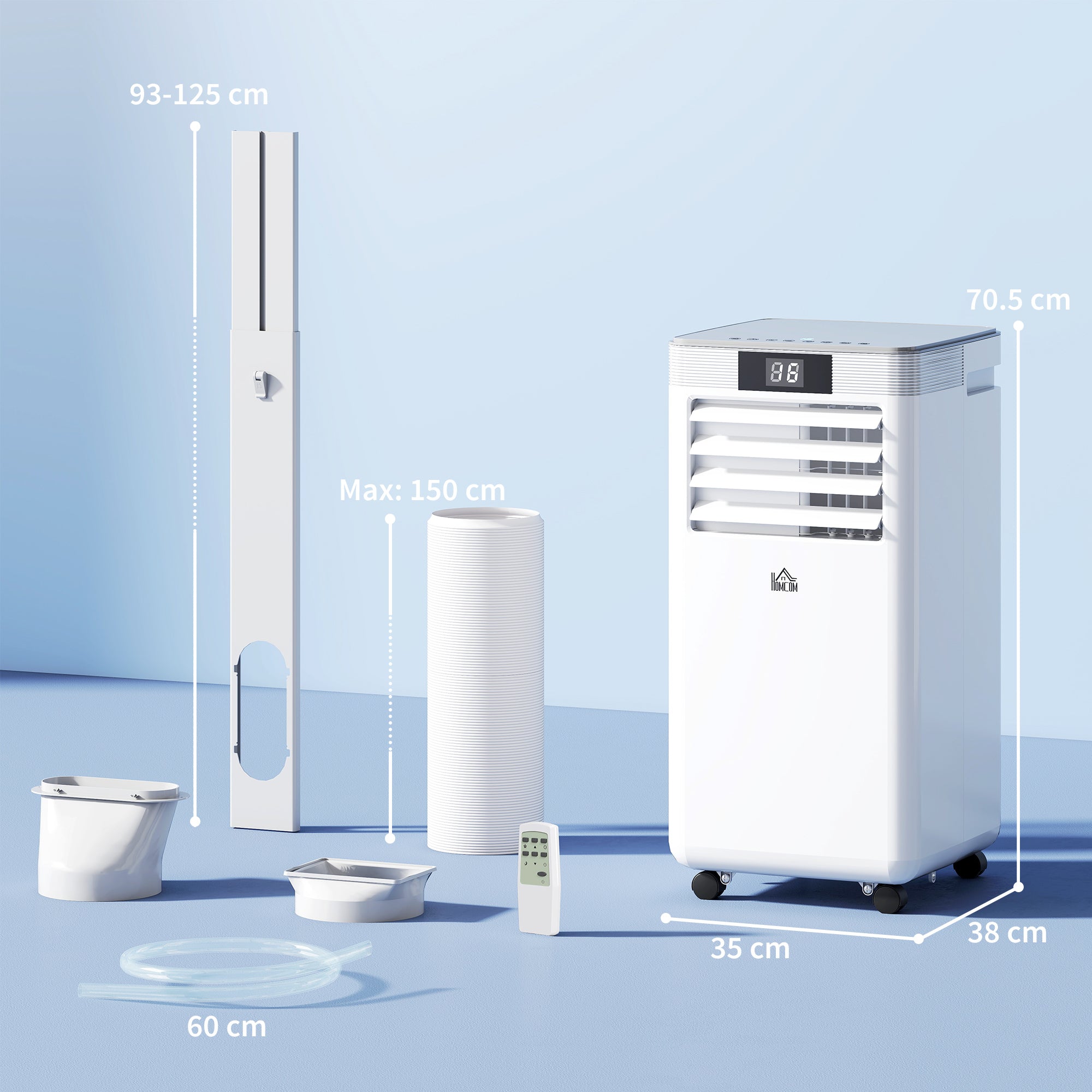 HOMCOM 10000 BTU Air Conditioning Unit, 4-in-1 Portable Air Conditioner, Dehumidifier, Cooling, Fan, Sleep Mode, with Remote Control, LED Display, 2 Speeds, 24H Timer, Window Venting Kit, 22m√Ç¬≤