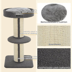 PawHut 91cm Cat Tower Scratching Posts Cat Tree for Indoor Kittens Activity Centre Grey