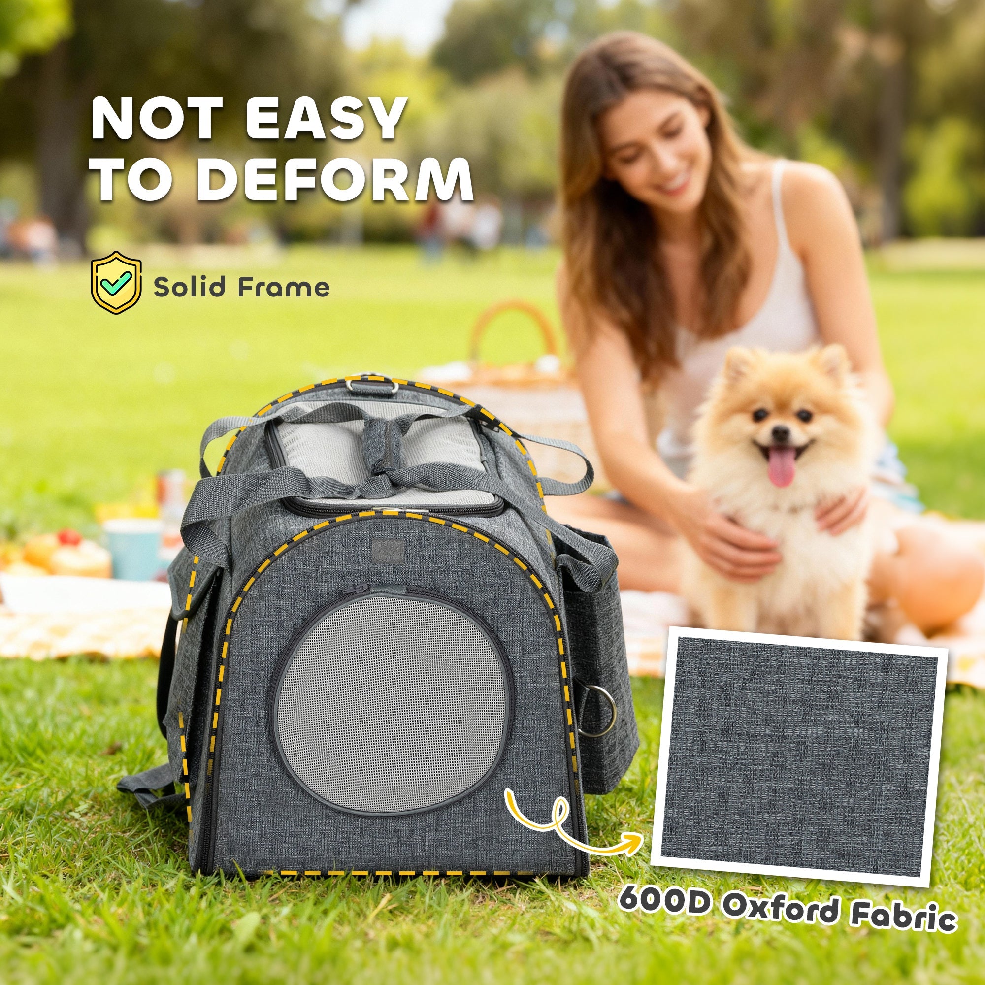 PawHut Soft Sided Cat Carrier Bag, Portable Foldable Pet Carrier with Shoulder Strap & Removable Mat for Small Pet Up to 10kg