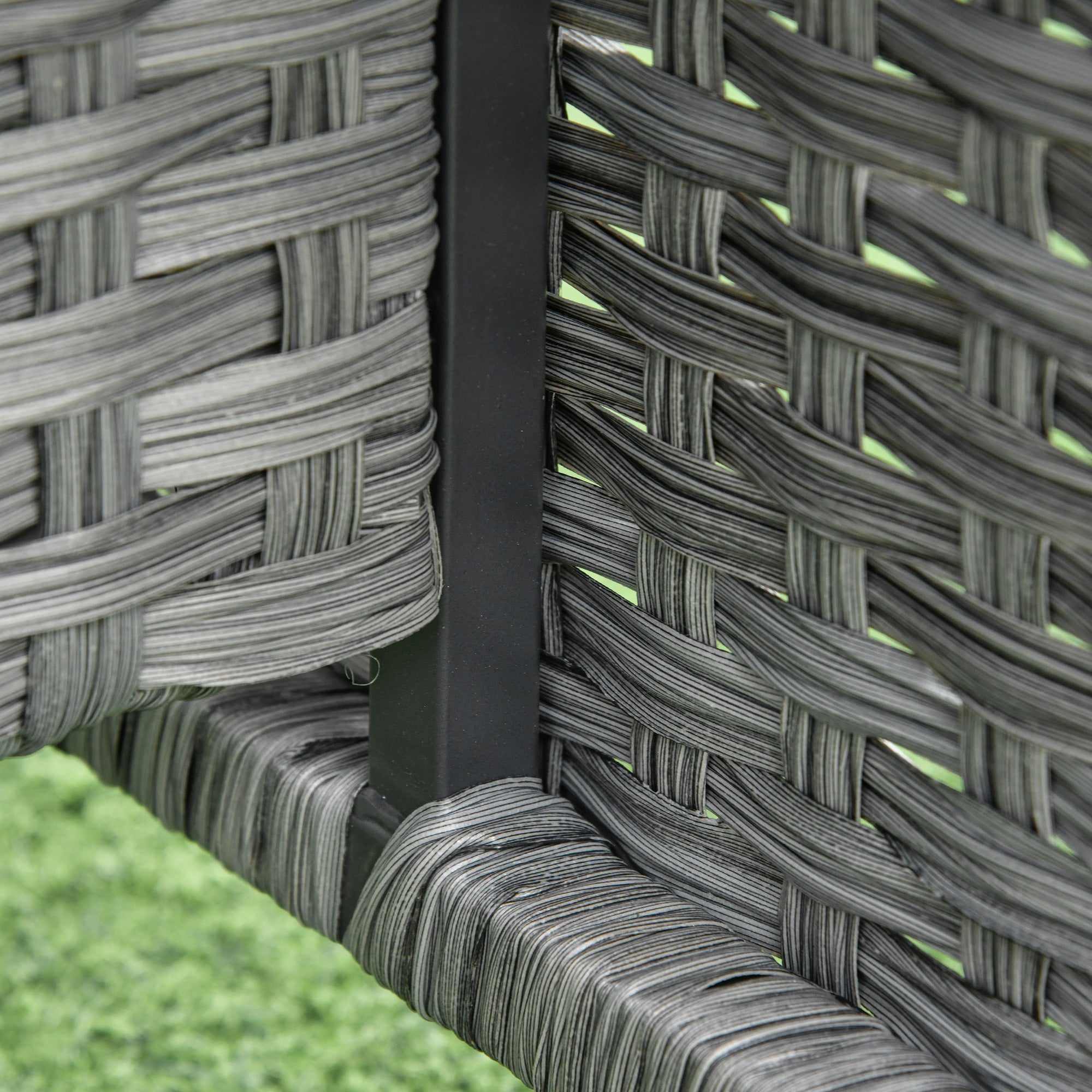 Outsunny 6 Pieces Rattan Garden Furniture Set, 6 Seater Garden Sofa Set with Glass Top Dining Table, Loveseat, 2 Armchairs and Ottomans, Wicker Outdoor Conservatory Furniture for Patio, Grey