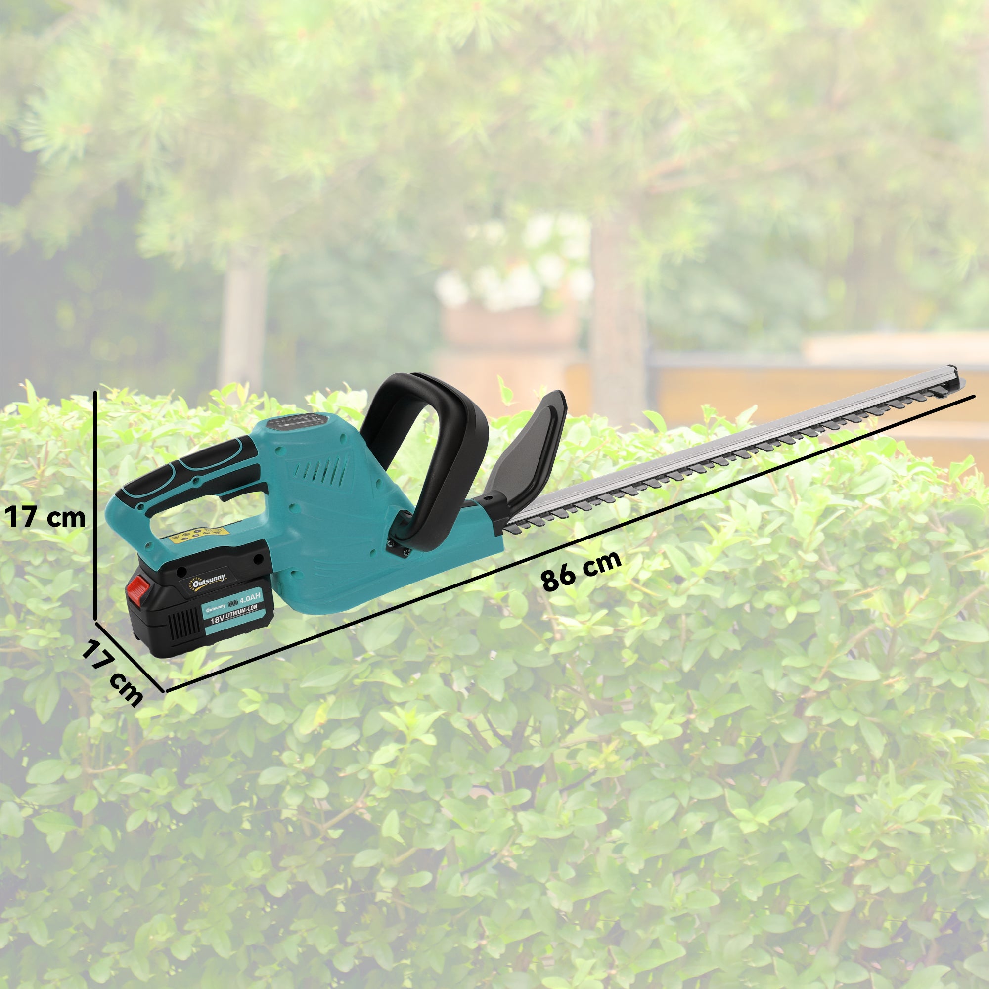Outsunny 20" Cordless Hedge Trimmer, 21V Electric Hedge Cutter with 51cm Dual Action Blade, 2 x 4000mAh Batteries and Brushless Motor for Garden Branches, Shrubs, Twigs, Blue