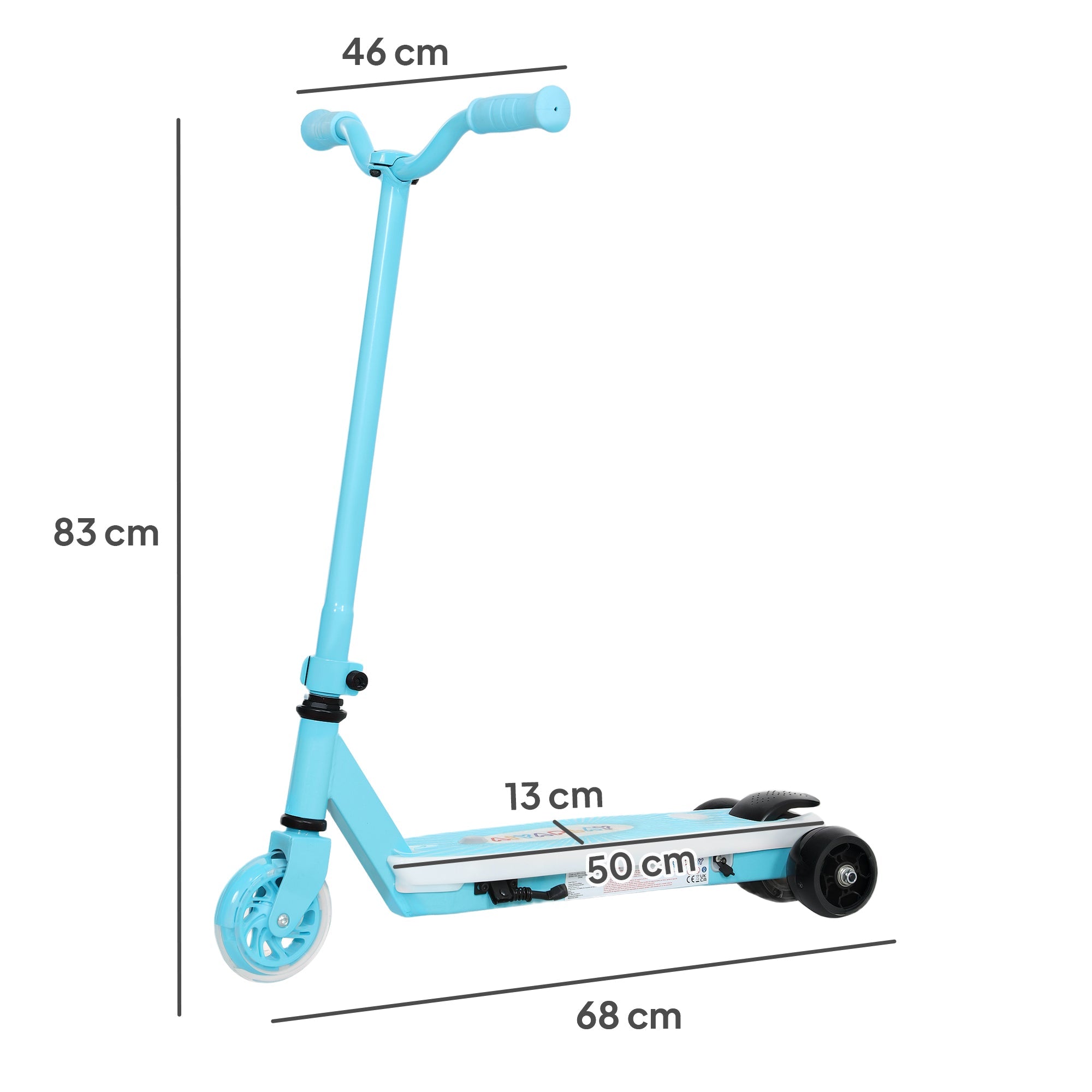 AIYAPLAY Electric Scooter for Kids Aged 4-7 Years, with Flashing LED Lights, Rear Auxiliary Wheels, Blue
