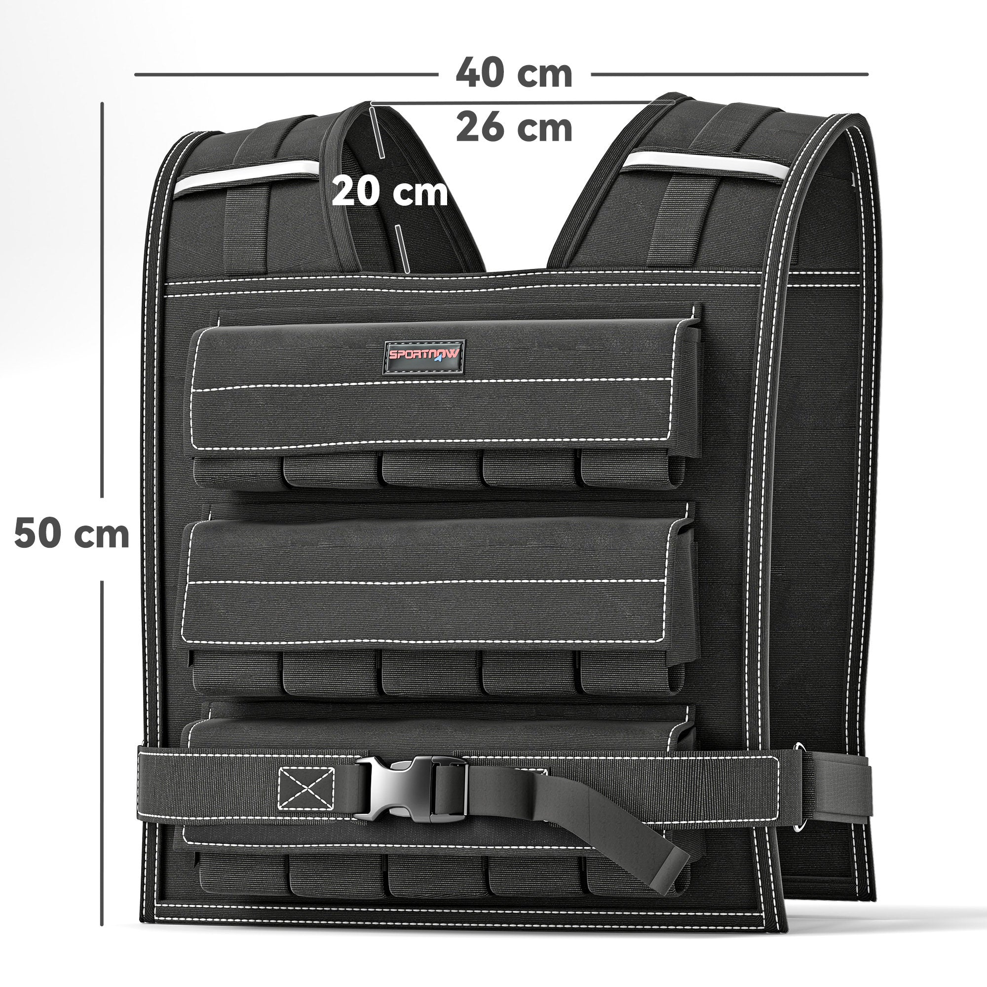 SPORTNOW 15KG Adjustable Weighted Vest, Running Weight Vest, with 30 Metal Weights, Reflective Strips, for Running, Exercise