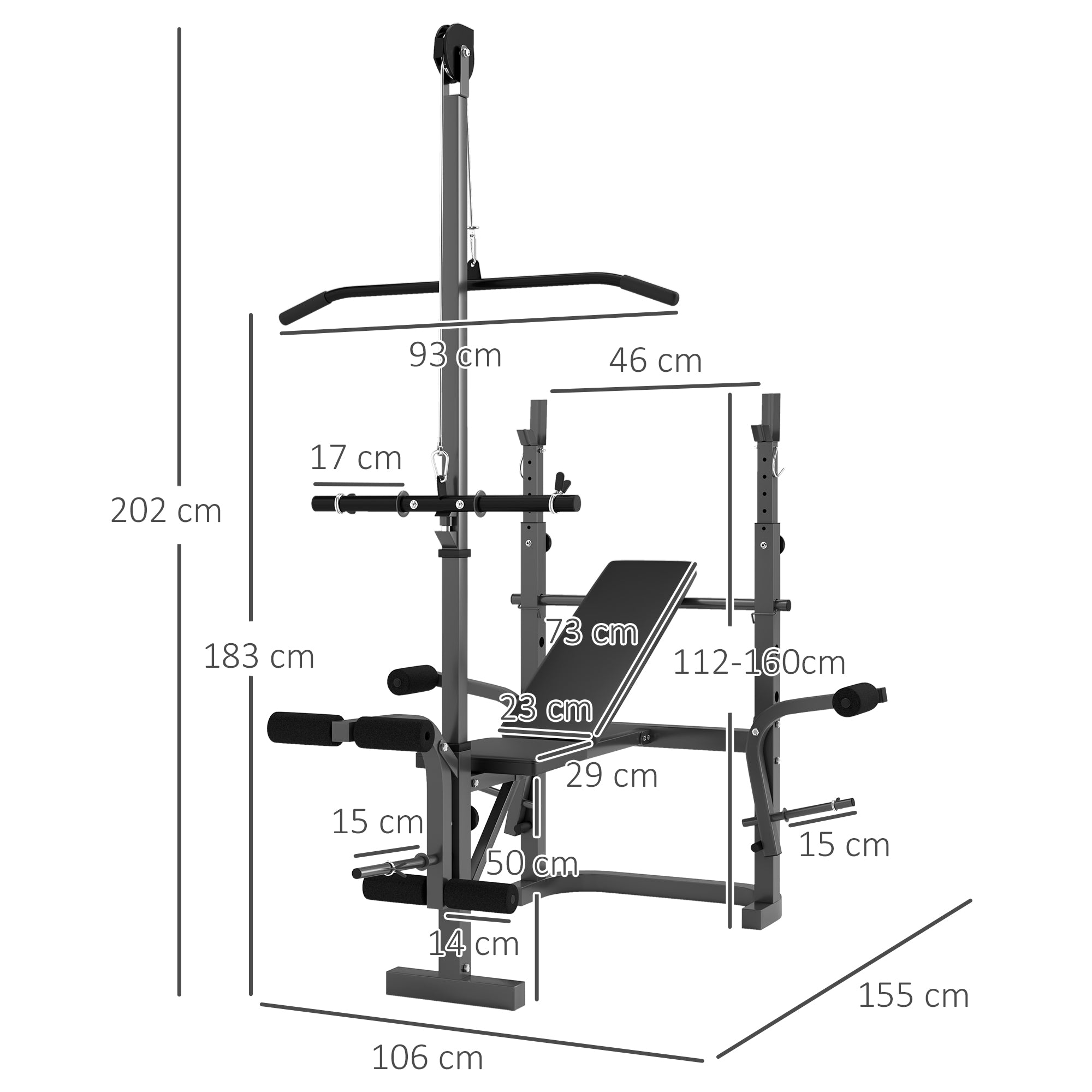 SPORTNOW Multi-Exercise Adjustable Weight Bench with Bench Press Rack