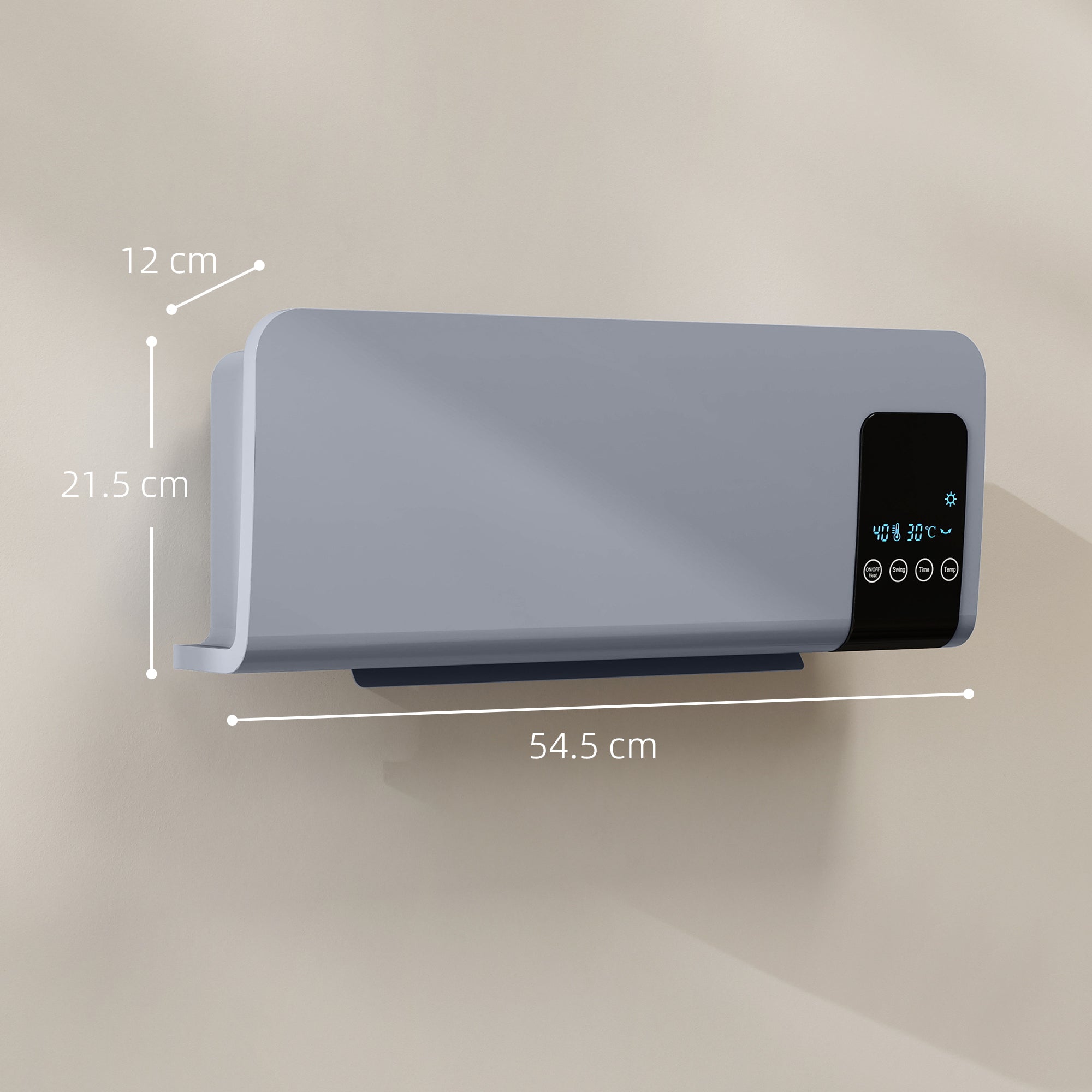 HOMCOM 2000W Wall Mounted Heater, 18-45√Ç¬∞C Temperature, Grey