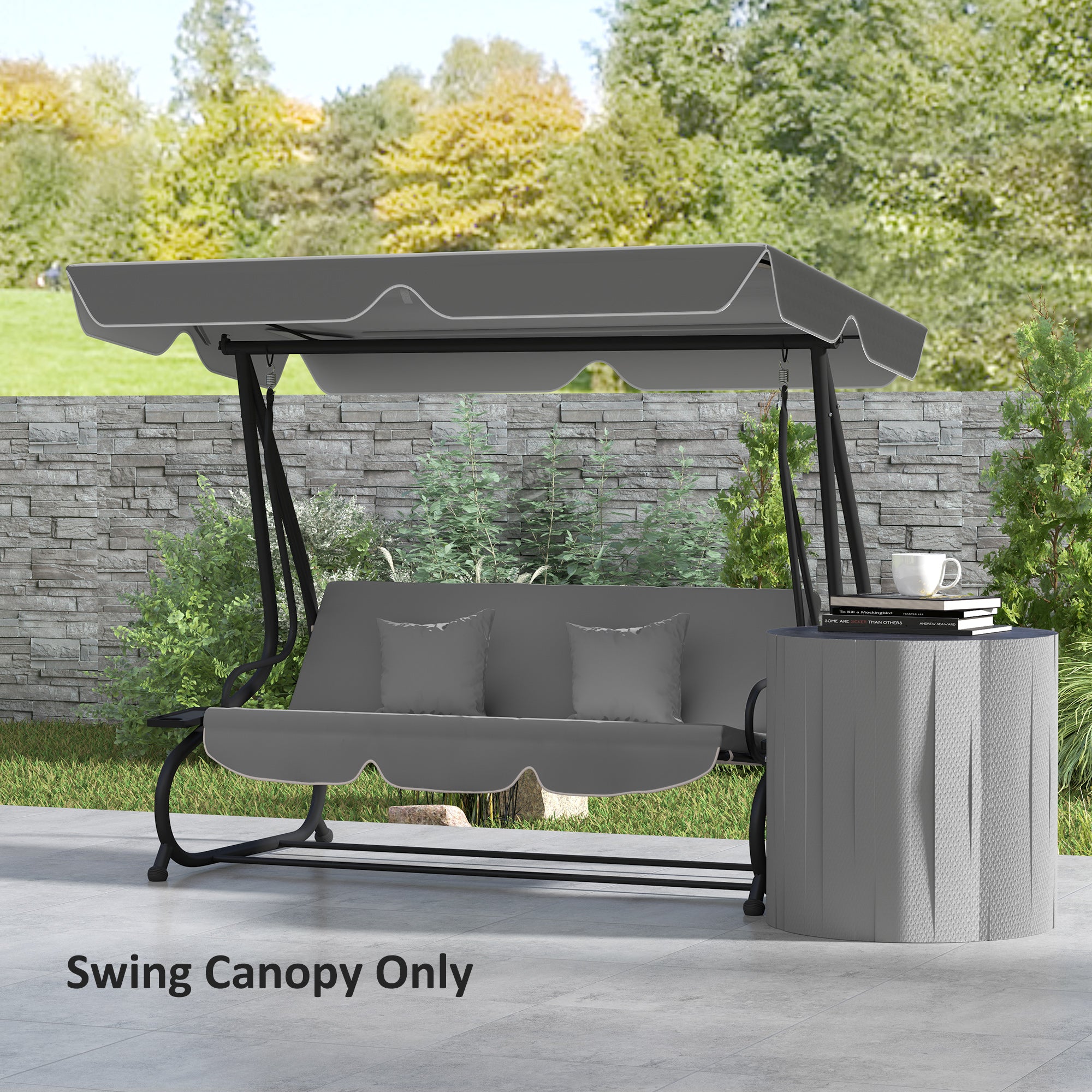 Outsunny 145 x 200Wcm Swing Chair Canopy Replacement - Dark Grey