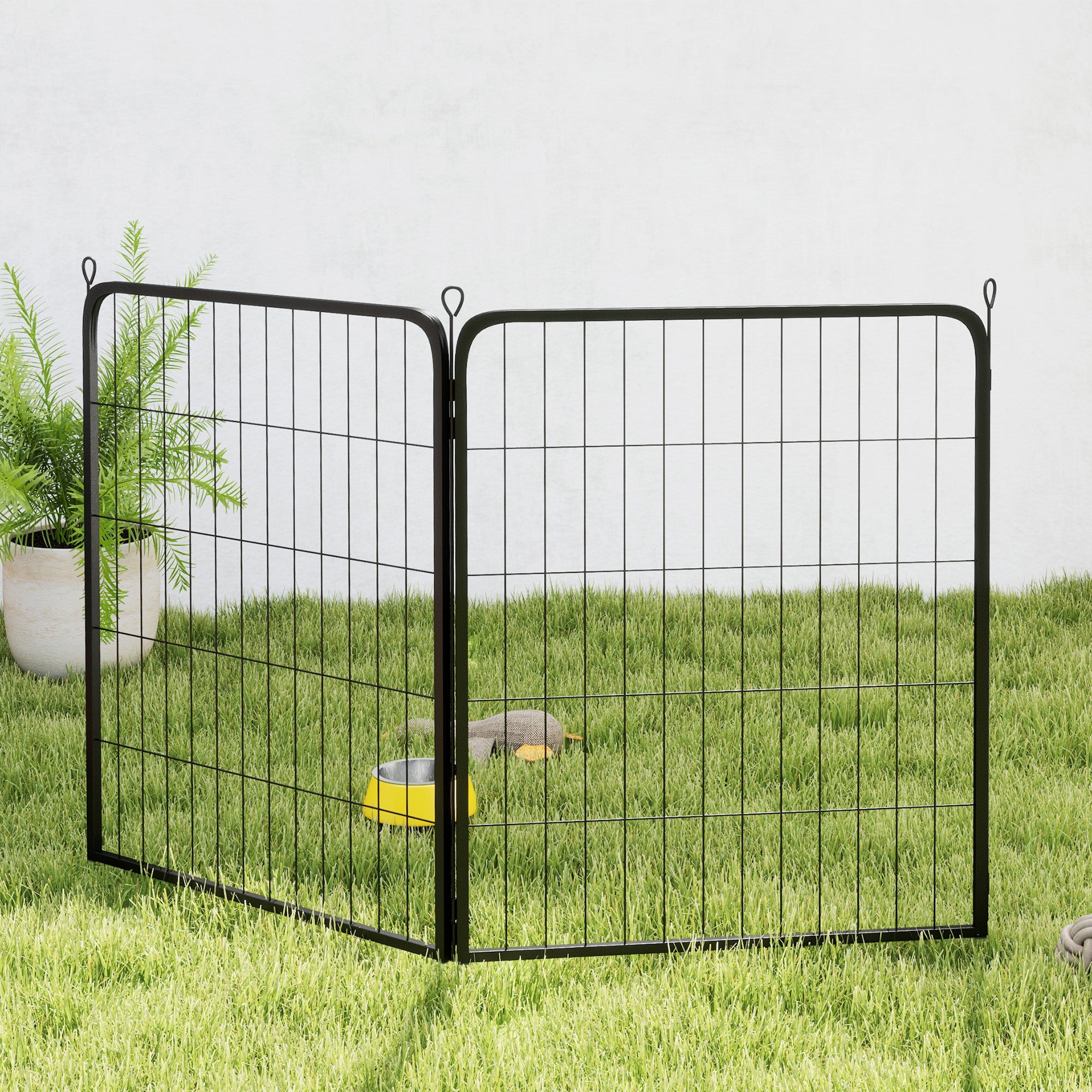 PawHut Two-Piece Dog Pen Expansion Pack for Medium Dogs, 80cm Tall Animal Pen with Three Connecting Stakes