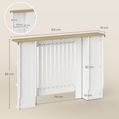 HOMCOM Radiator Cover with Open Storage Shelves, Vertical Slatted Cabinet Shelf Heater Cover for Living Room, Hallway, Medium, White (H: 83 / W: 124 / D: 19 cm)