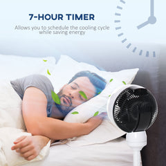 HOMCOM 9'' Air Circulator Fan 3 Speed 3 Mode, 70° Oscillation 90° Vertical Tilt, Height Adjustable, Remote Controller, for Living Room, Bedroom, Office, Black and White