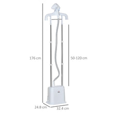 HOMCOM Upright Garment Clothes Steamer with 6 Steam Setting, 45s Fast Heat-up, 1.7L Water Tank and 35g/min steam flow, Wrinkle and Odour Remover Suitable for all Fabrics, 1960W, White