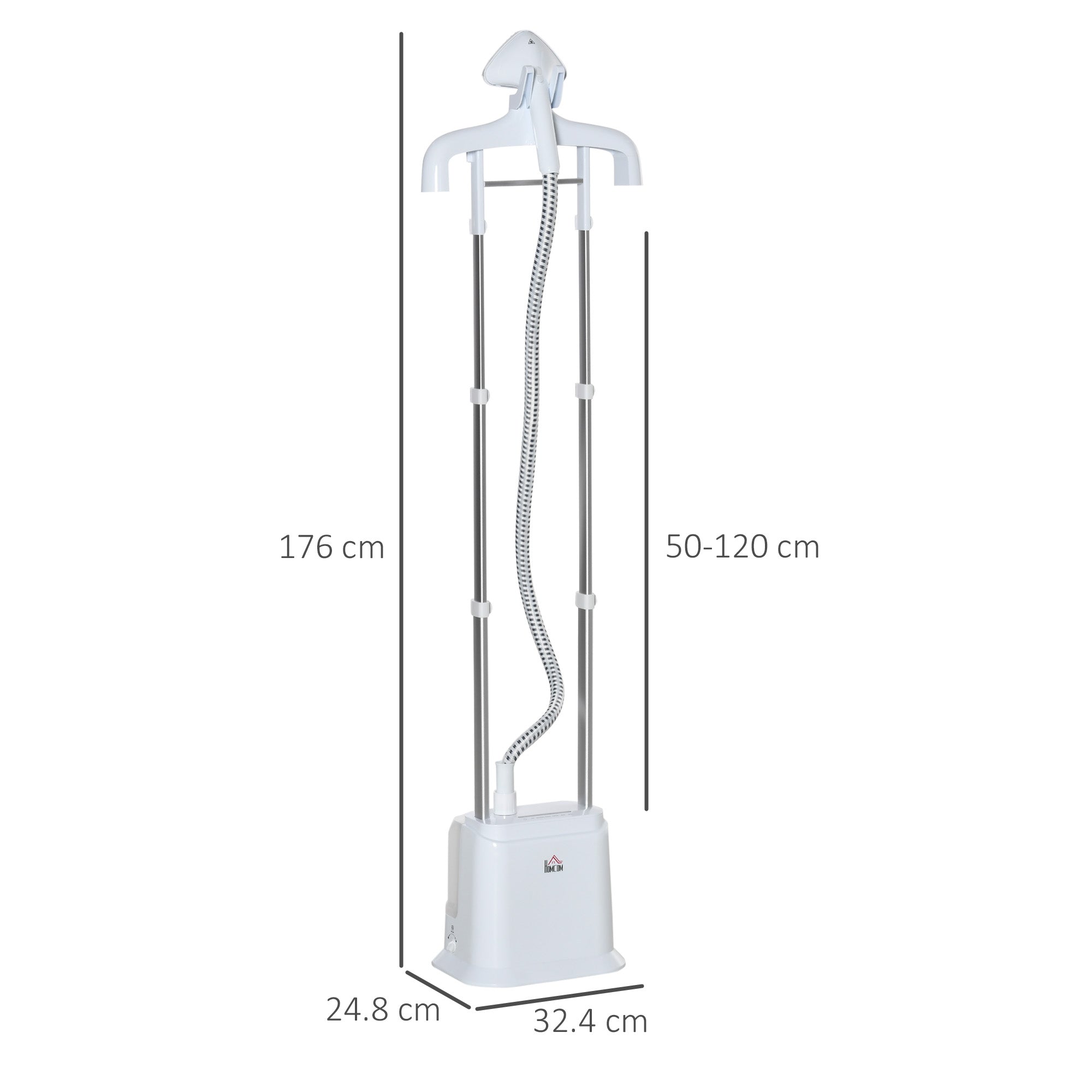 HOMCOM Upright Garment Clothes Steamer with 6 Steam Setting, 45s Fast Heat-up, 1.7L Water Tank and 35g/min steam flow, Wrinkle and Odour Remover Suitable for all Fabrics, 1960W, White