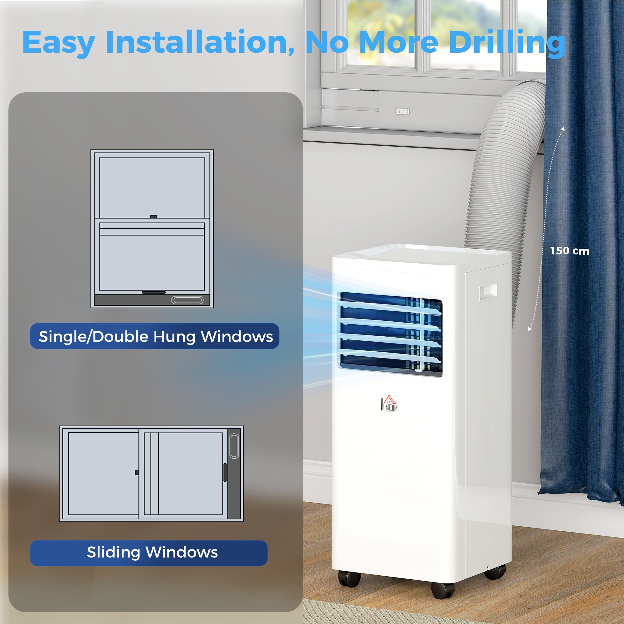 HOMCOM Portable Air Conditioner 5000 BTU, 4-in-1 Cooling, Dehumidifier, Fan, Sleep Mode, Air Conditioning Unit with Digital Display & Remote Control, 24H Timer, Window Venting Kit, for Room up to 18√£≈Ω¬°