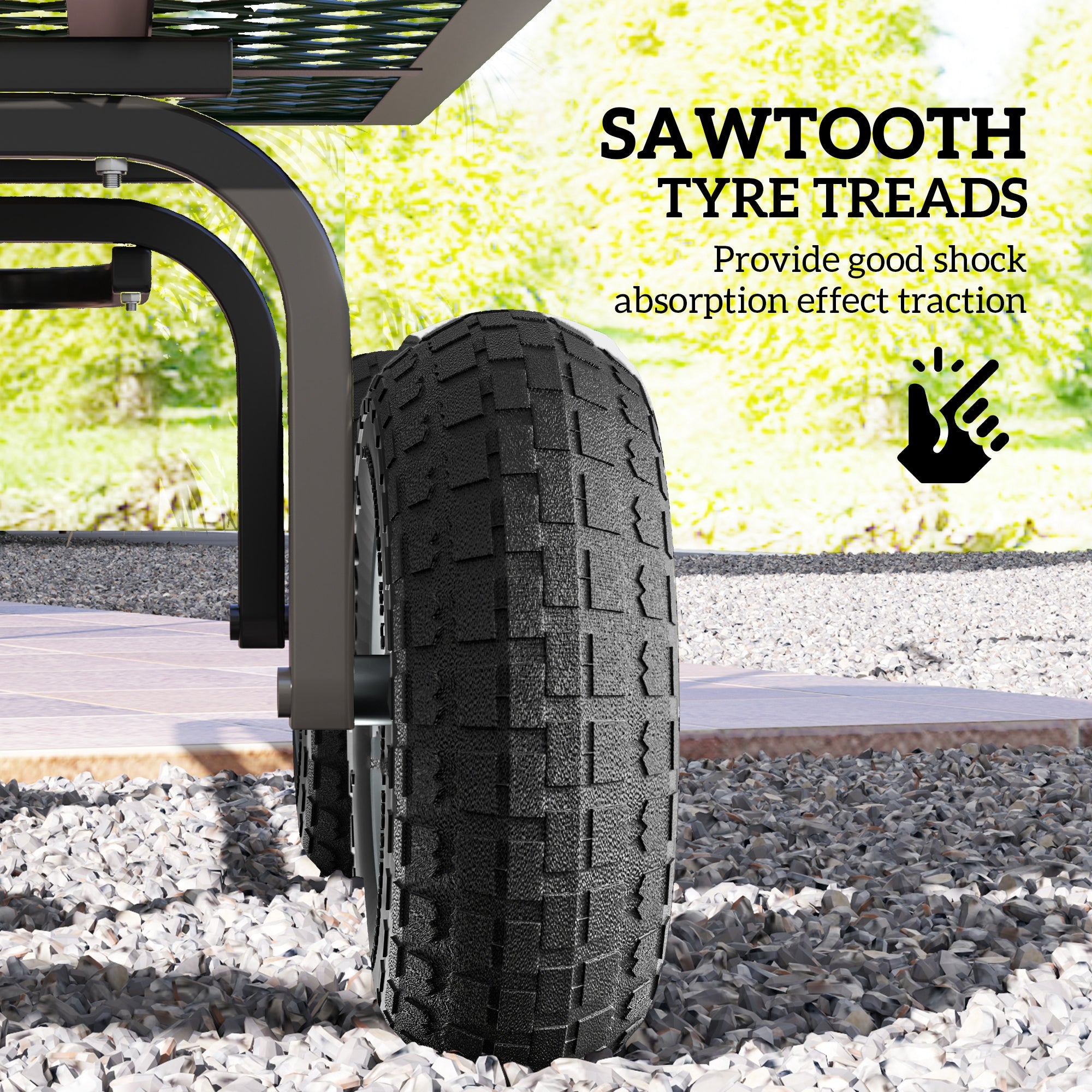 Outsunny Set of 4 Pneumatic Wheels, 10" Wheelbarrow Wheels Replacement for Barn Carts, Hose Carts, Garden Carts, Sack Trucks, Black